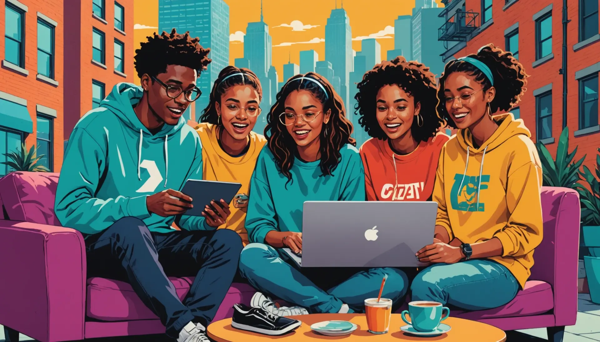 Editorial illustration of people reacting to a gross slang search, featuring the phrase cleavland steamer urban dictionary in context