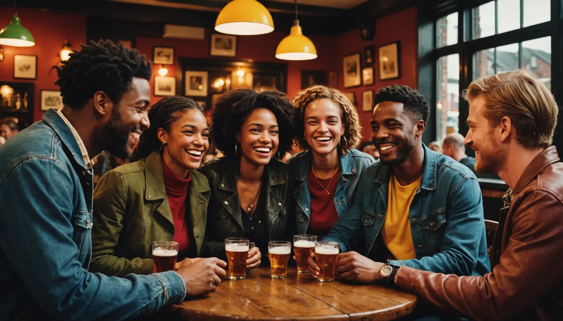 Illustration of friends laughing about the phrase strop british slang