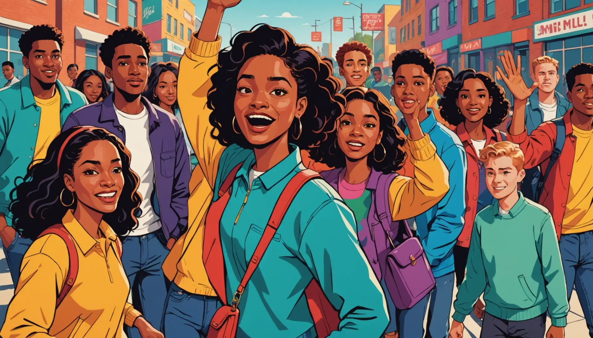 Editorial illustration showing people saying 'Bye Felicia' with the focus on what does felicia mean in slang