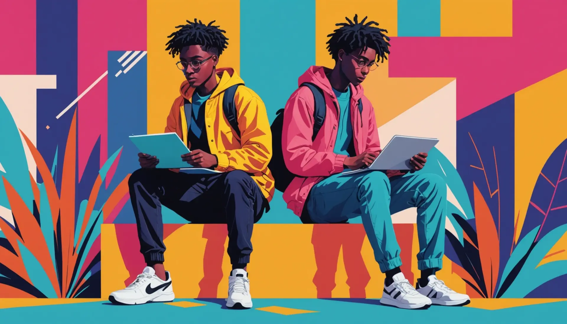 Editorial illustration representing the phrase what does liken mean with two figures being compared