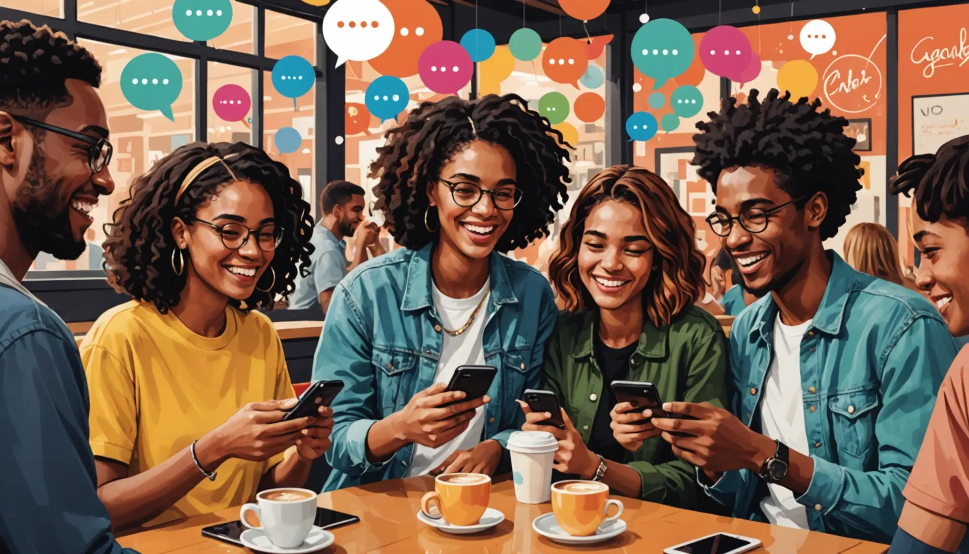 Editorial illustration of young people texting with the phrase 'ion' highlighted, representing ion slang meaning