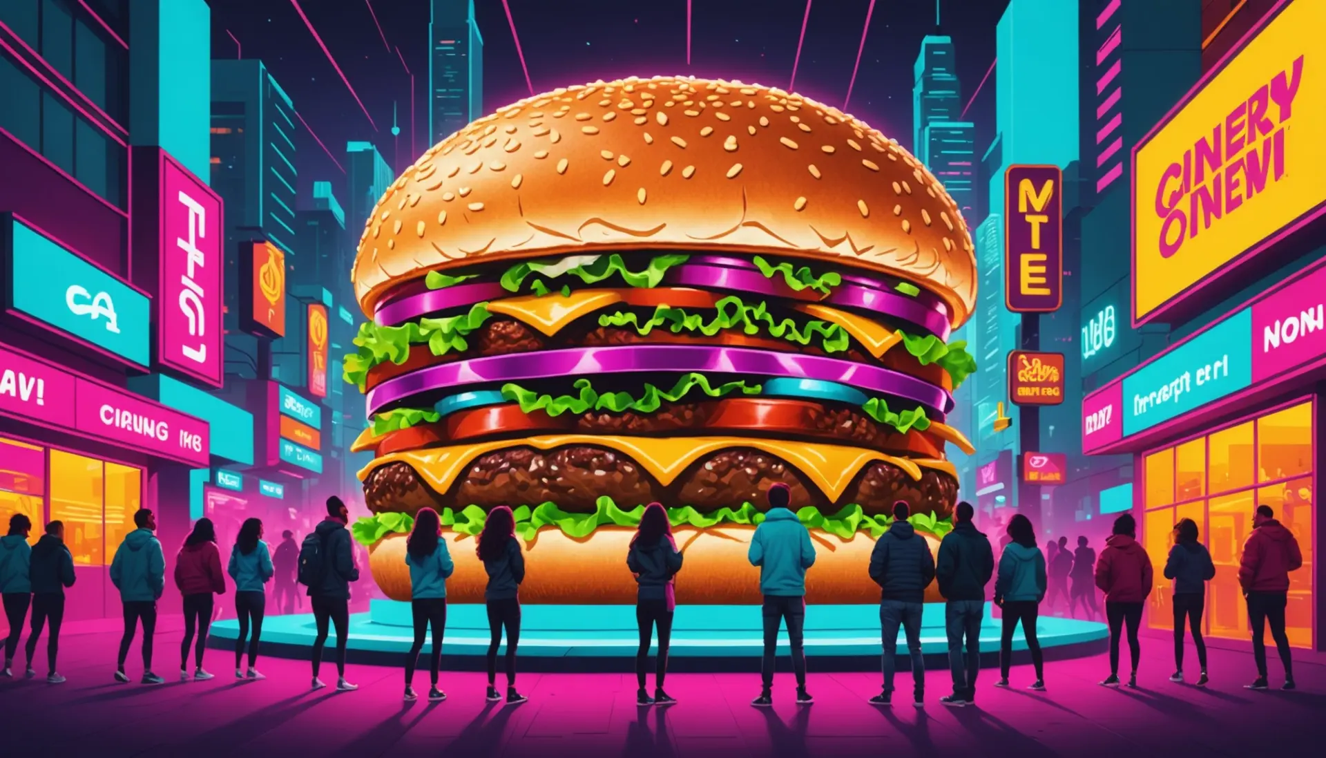 Editorial illustration of a stylized Burger King Whopper representing burger king whopper slang