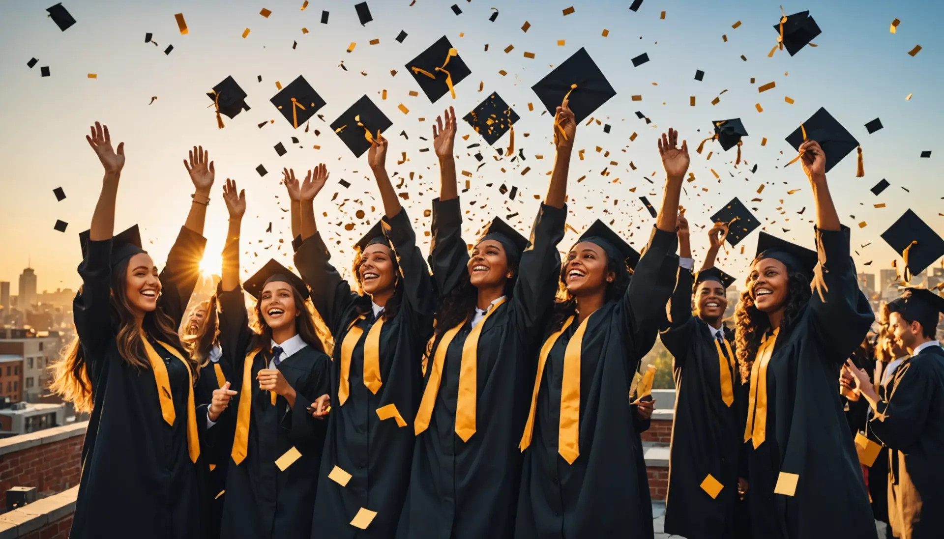 Illustration representing the phrase what does cum laude mean with graduation cap and confetti