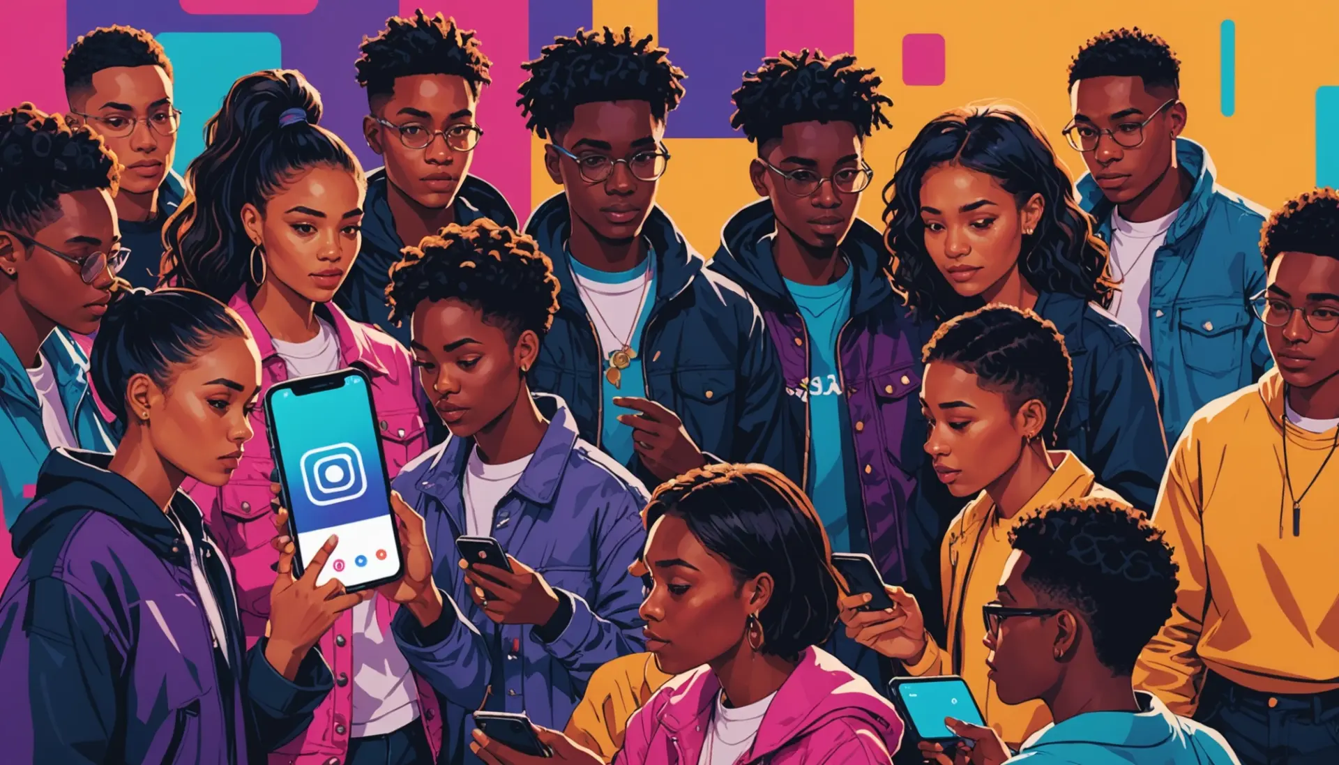 Illustration showing a smartphone screen with the phrase what does ai info mean on instagram highlighted