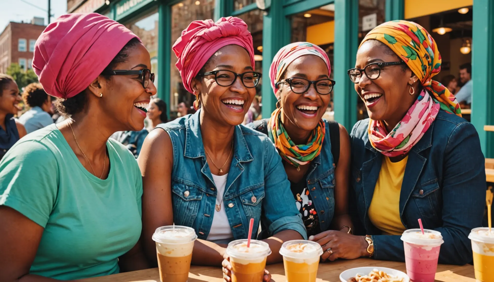 Editorial illustration showing a group of diverse mothers chatting and using mother slang
