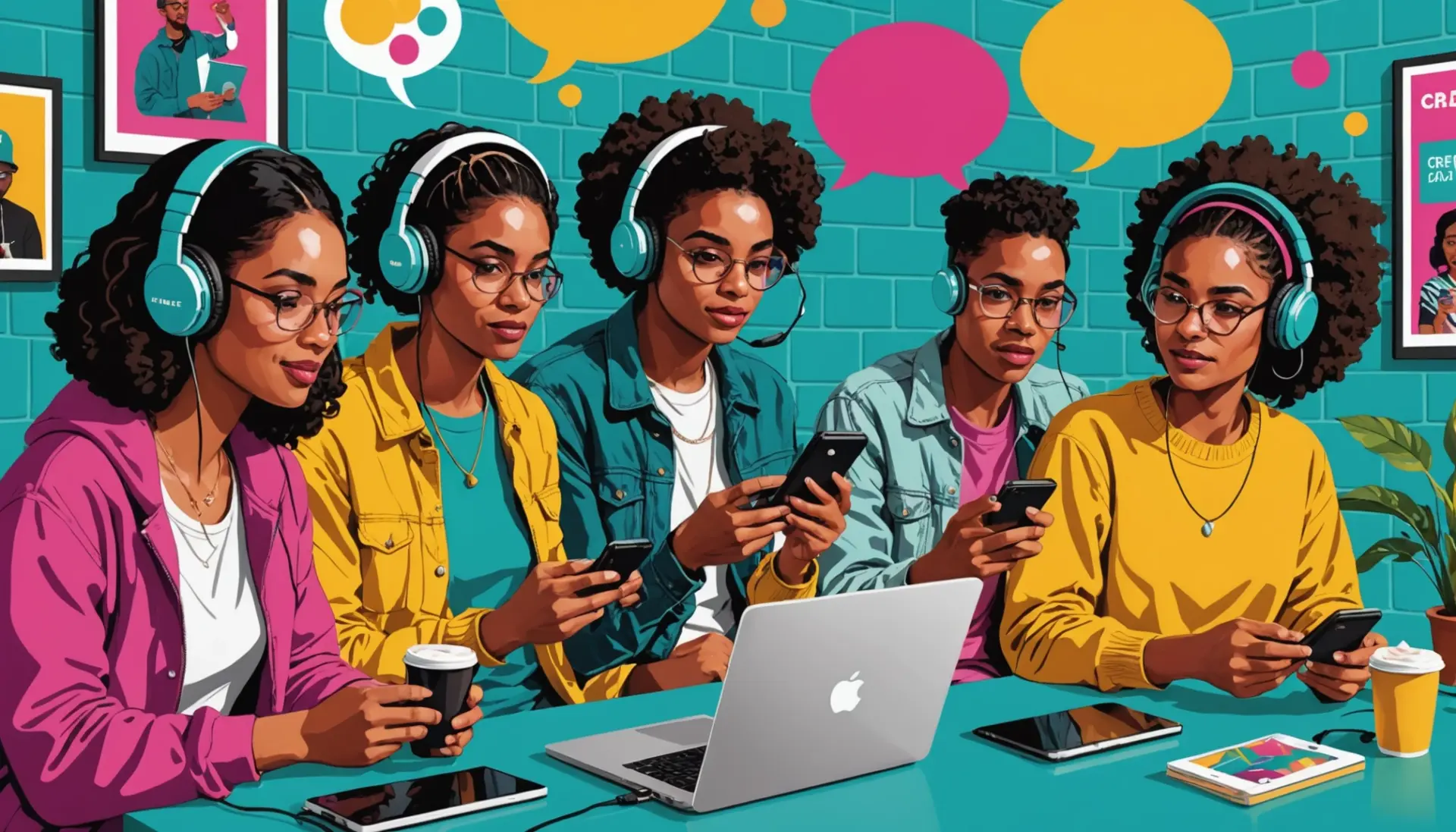 Illustration of people using slang and the phrase rj urban dictionary in conversation