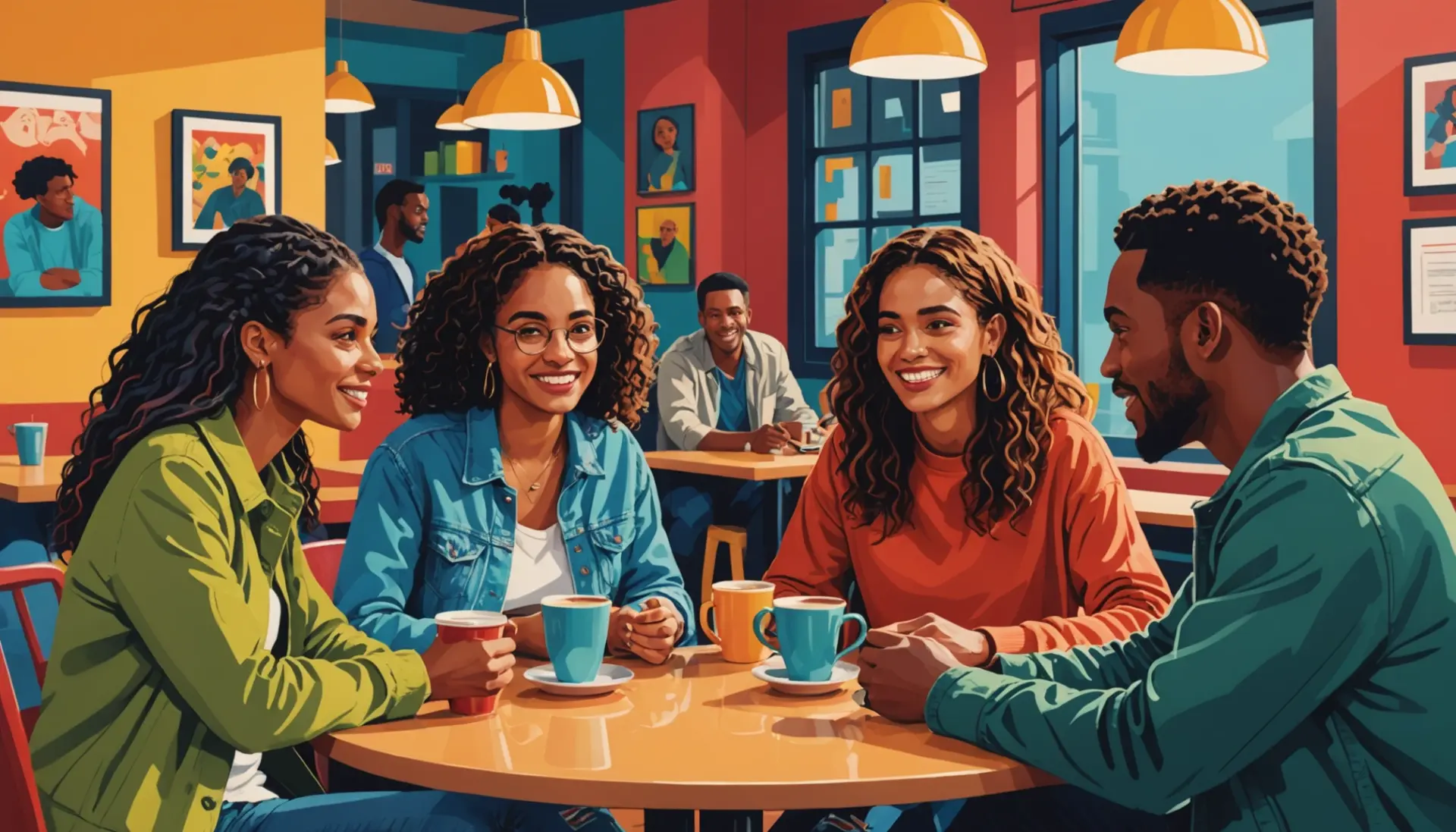 Editorial illustration showing the phrase franco slang meaning with diverse characters talking in speech bubbles