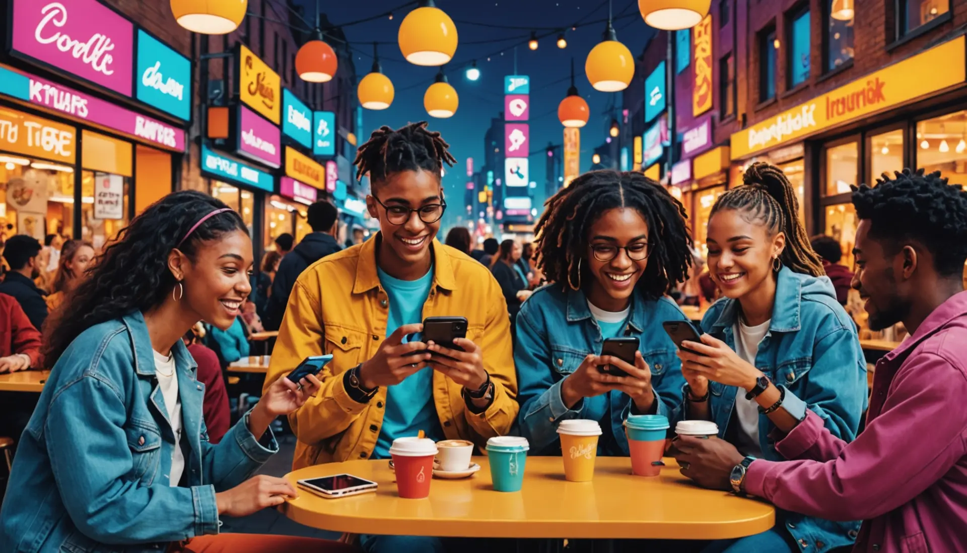 Editorial illustration showing young people making an instant on Instagram, focus on 'what is an instant on instagram'