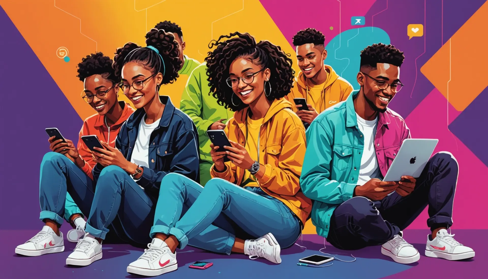 Editorial illustration showing people texting 'cba' and reacting, highlighting cba slang