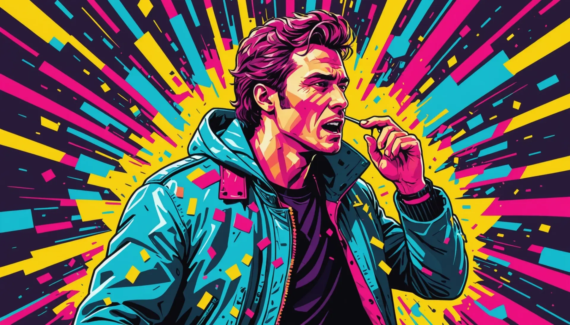 Editorial illustration of a dramatic, attention-grabbing moment labeled as russian flashbang urban dictionary