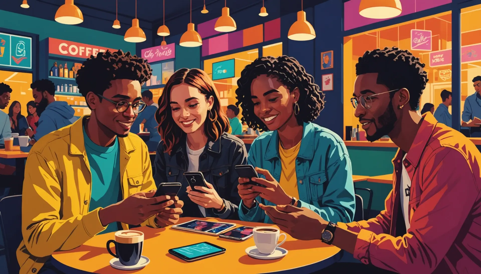 Editorial illustration showing teens texting the phrase what does waver mean on their phones