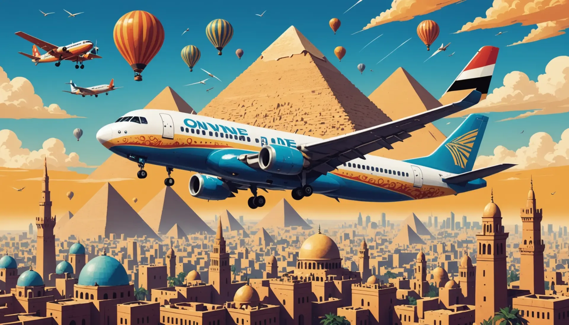 Illustration showing the phrase what does air cairo mean in conversation with travel and roast imagery