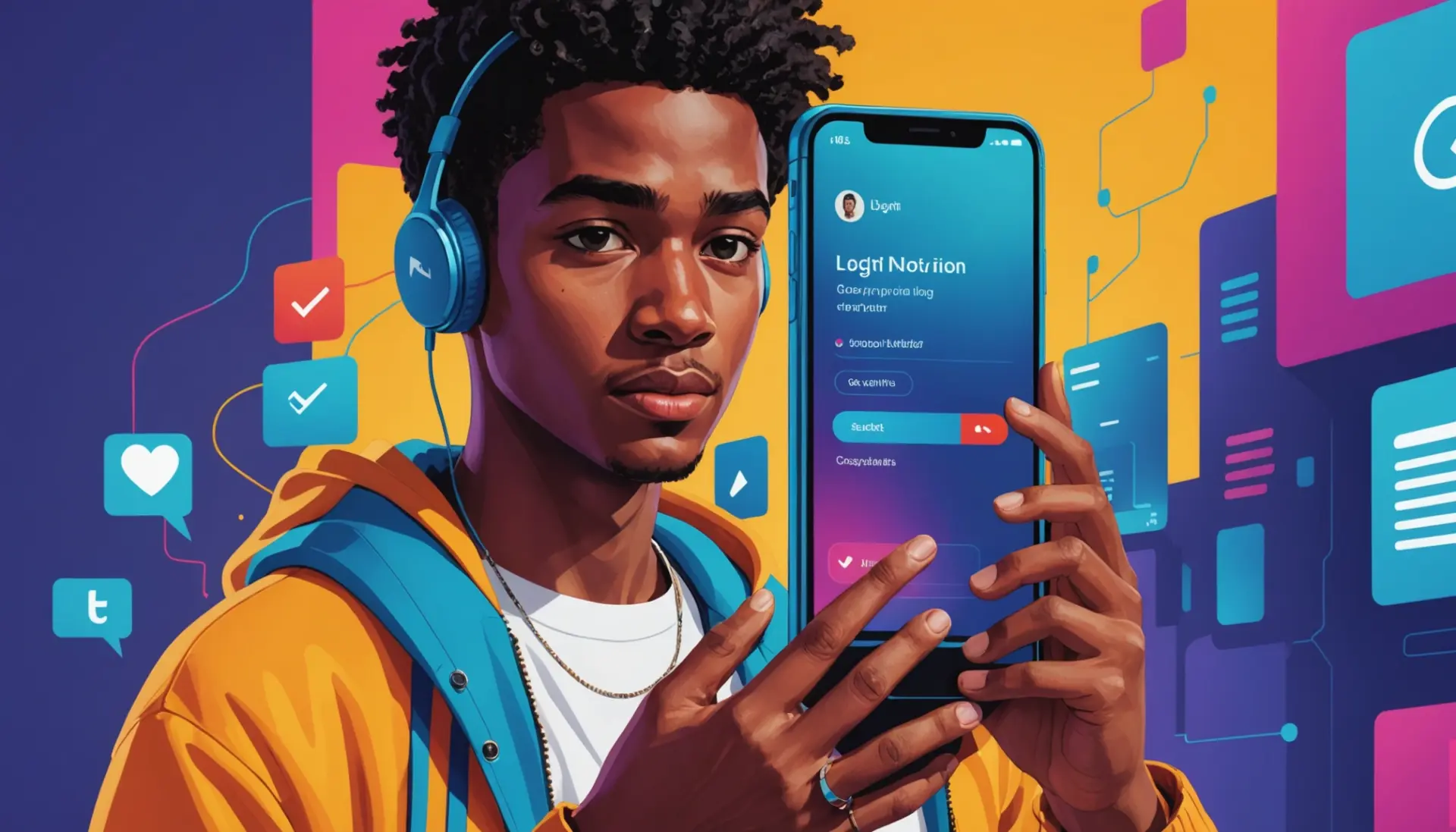 Illustration showing a frustrated user and the message invalid credentials mean on instagram changing password on a phone screen