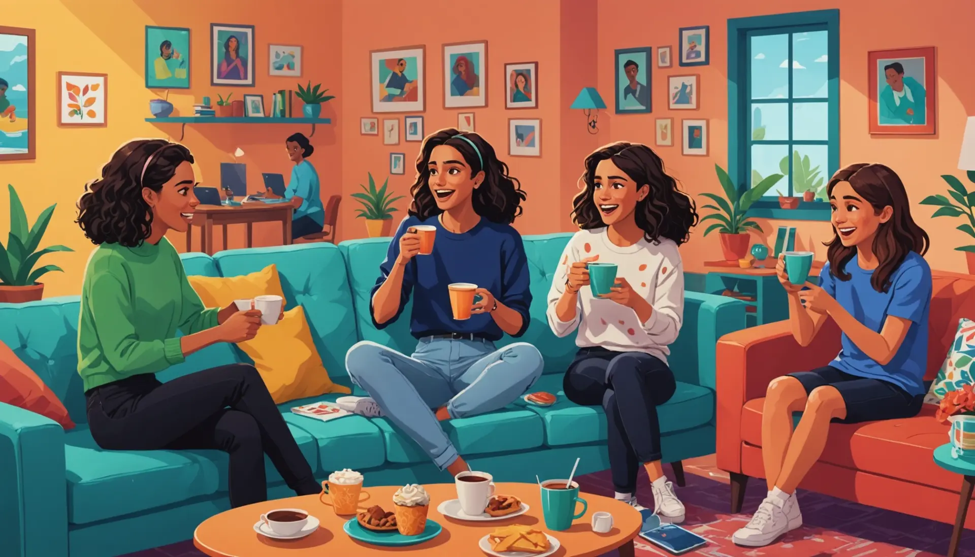 Editorial illustration of people using the phrase largo meaning slang in different contexts