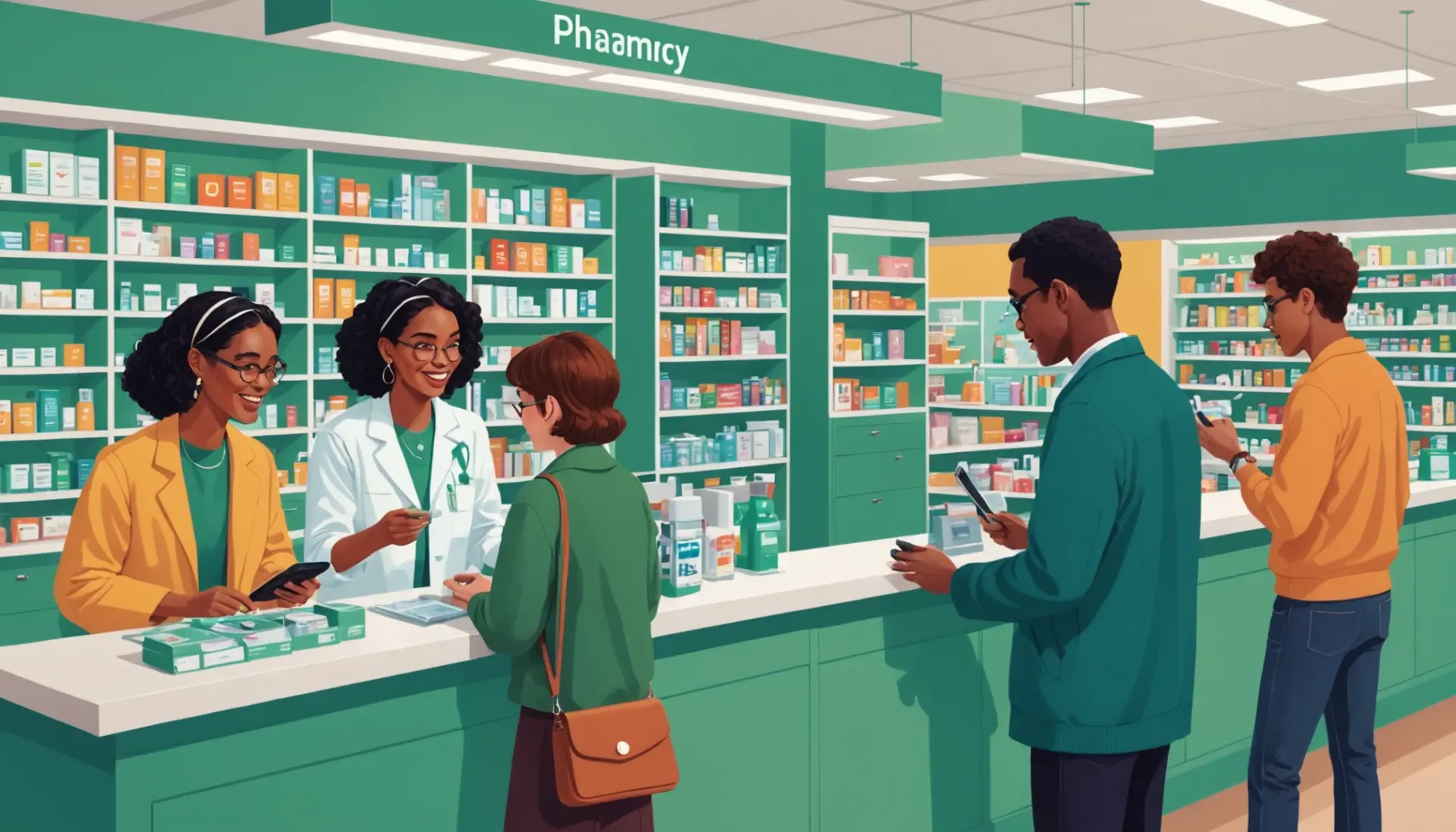 Editorial illustration showing people using otc meaning slang in different contexts, with 'otc meaning slang' focus