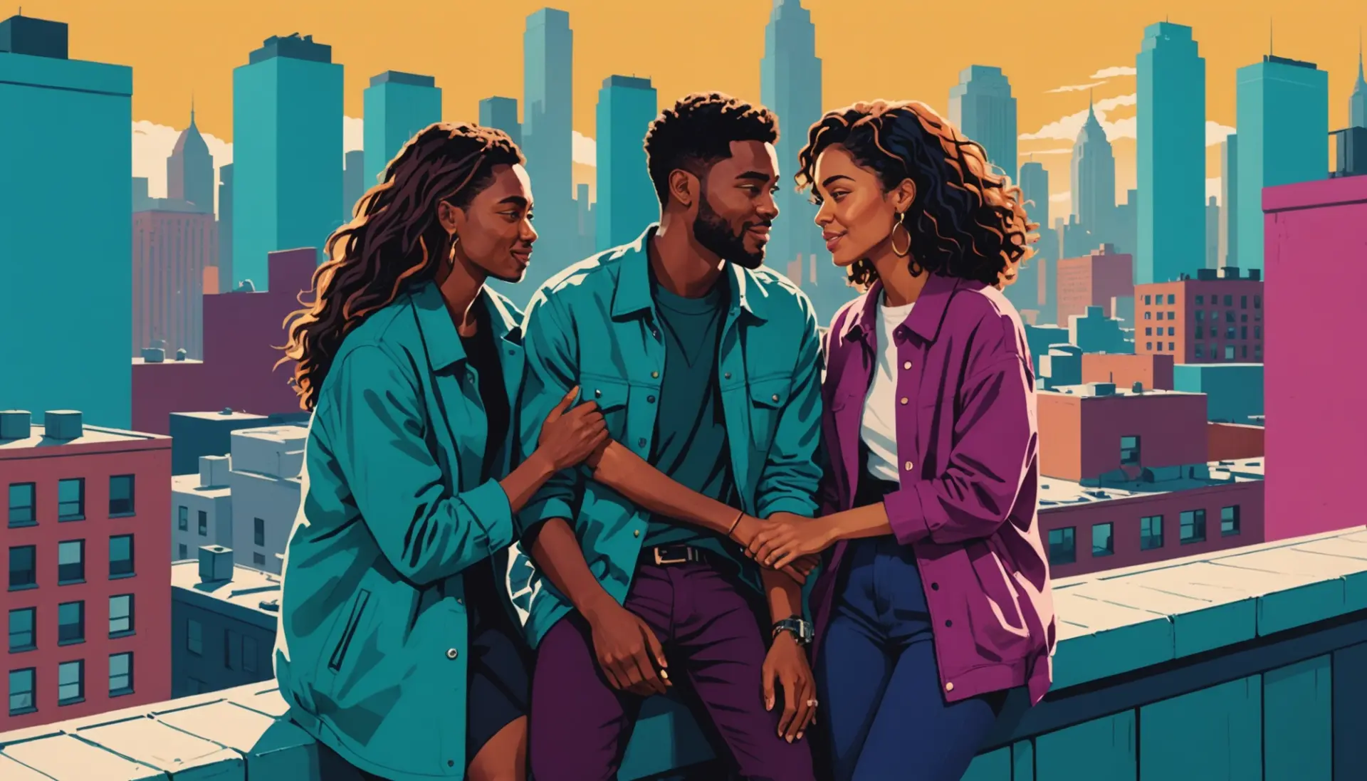 Editorial illustration of young couple showing affection, referencing squeeze slang