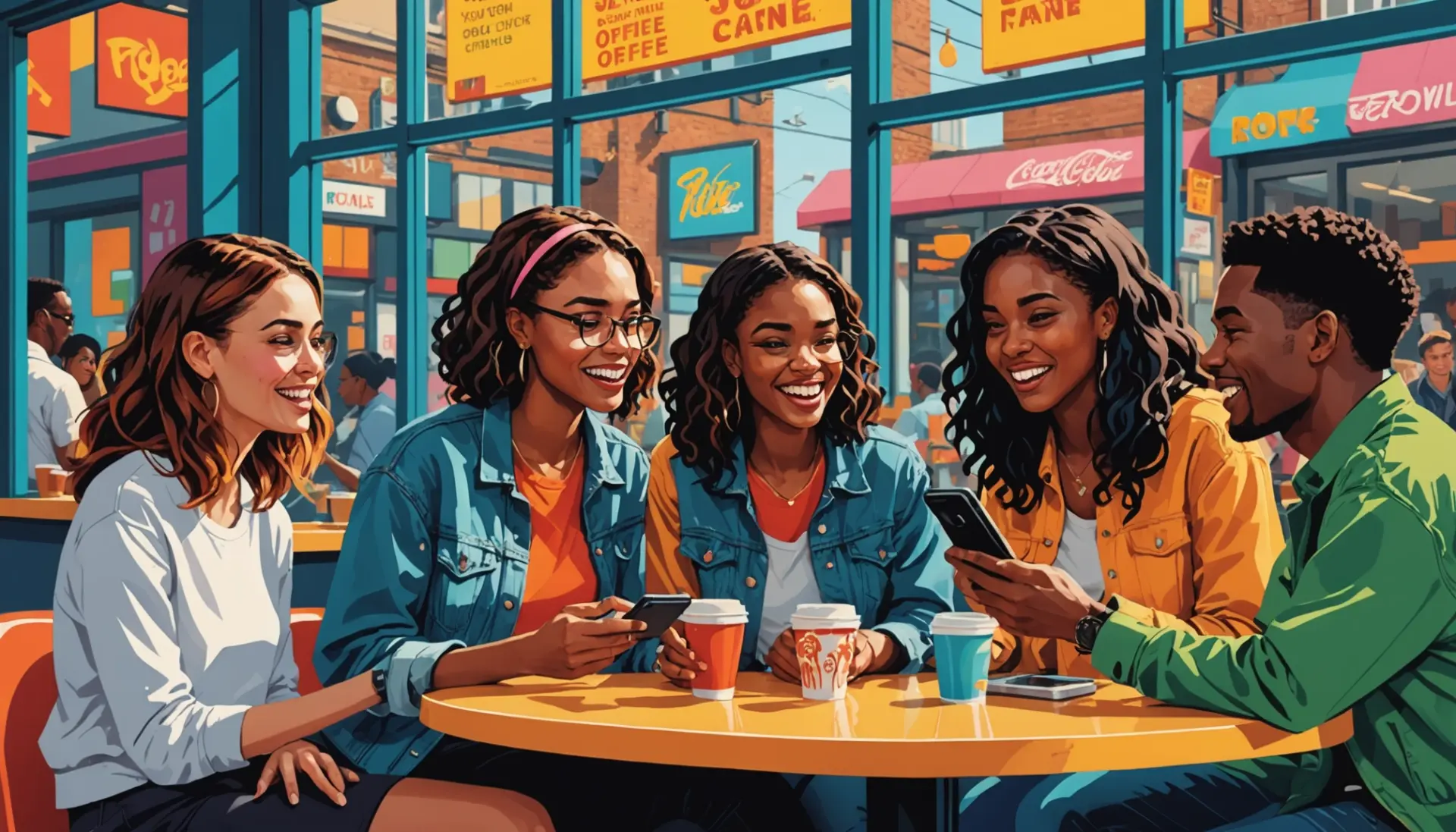 Editorial illustration of people in a city scene reacting to the phrase urban dictionary slam pig
