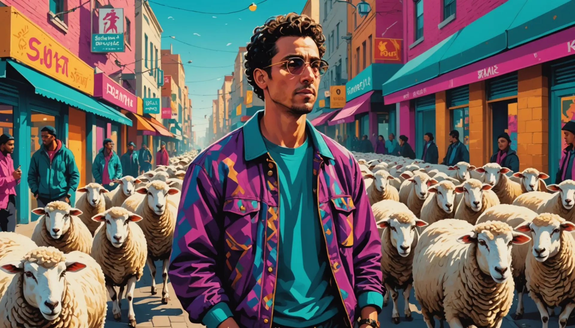 Editorial illustration representing fleece slang meaning, showing a stylized scene of a person being tricked while coins float away