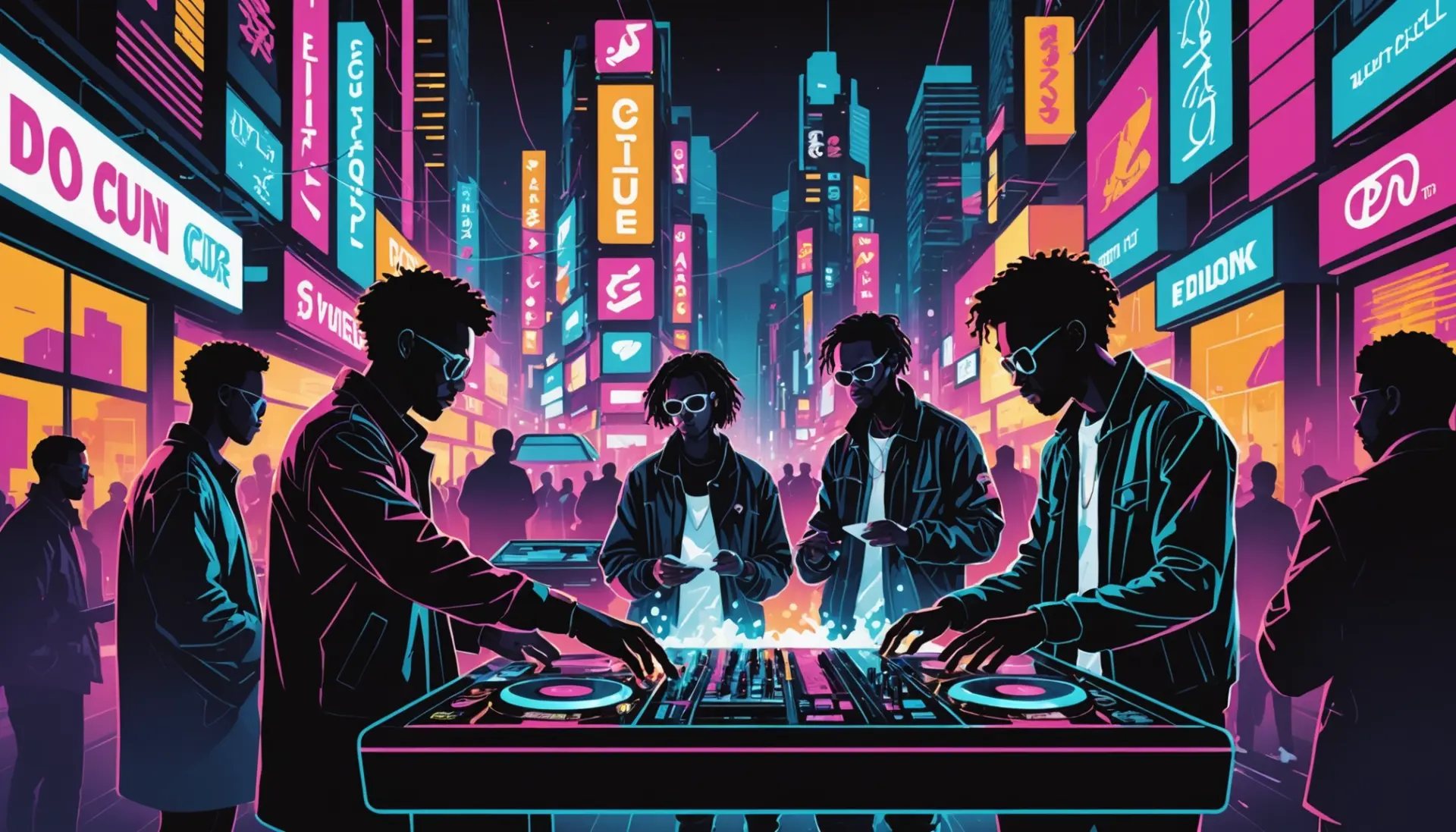 Editorial illustration showing urban motifs and abstract powder shapes, representing slang terms for cocaine
