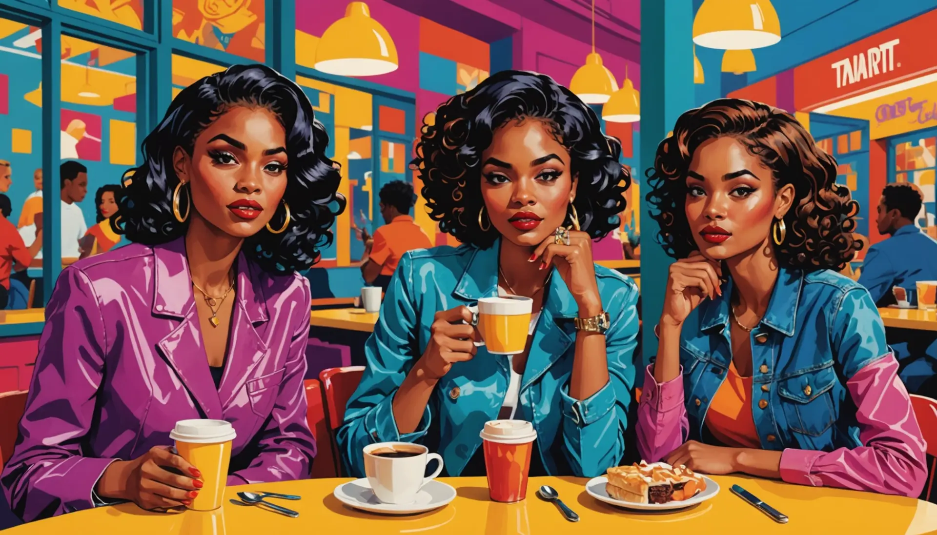 Editorial illustration showing the phrase what is a tart slang with characters representing different meanings