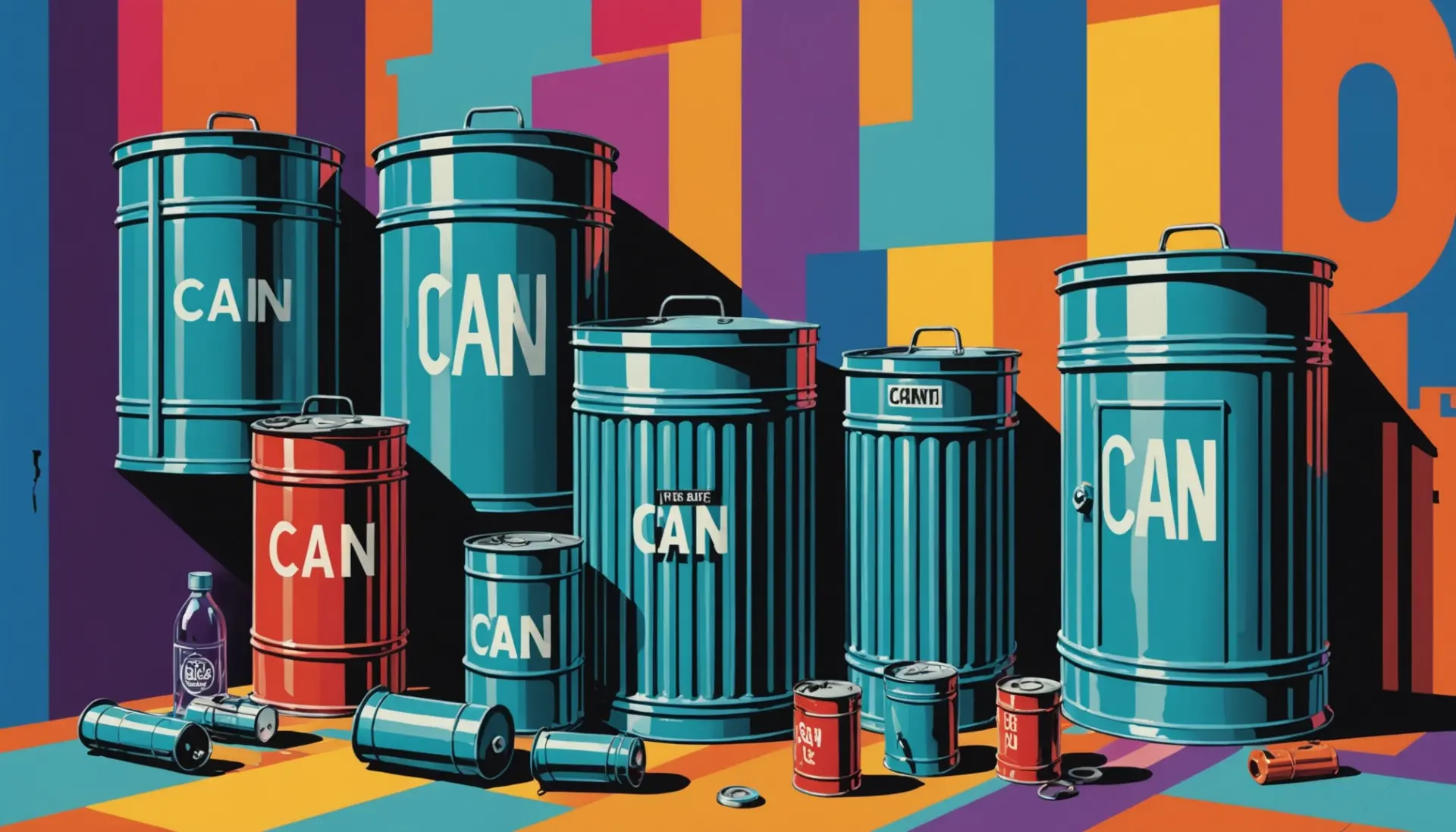 Editorial illustration showing different slang meanings of can, including jail, film canister, and toilet, with the phrase what is can slang for implied