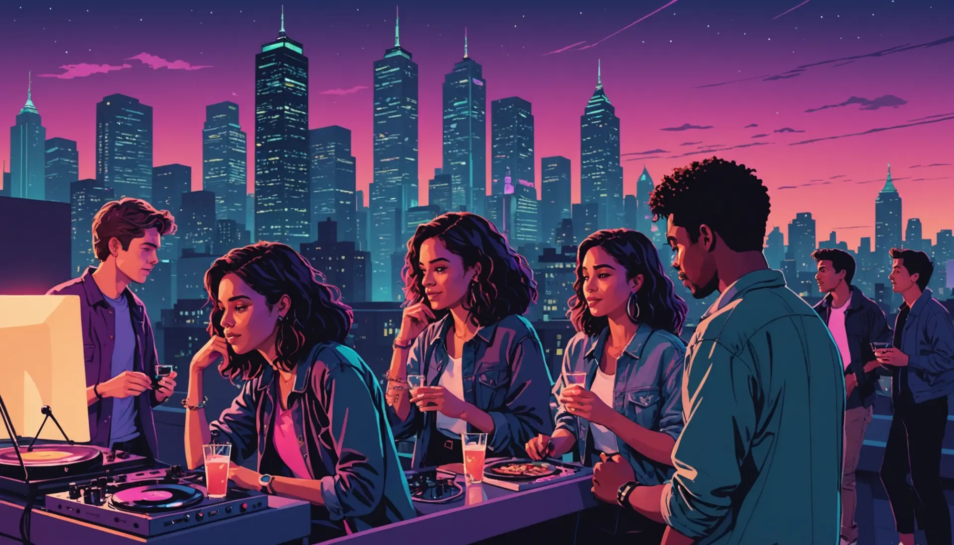 Editorial illustration showing a group of friends at a party with one person looking 'throwed', referencing throwed urban dictionary