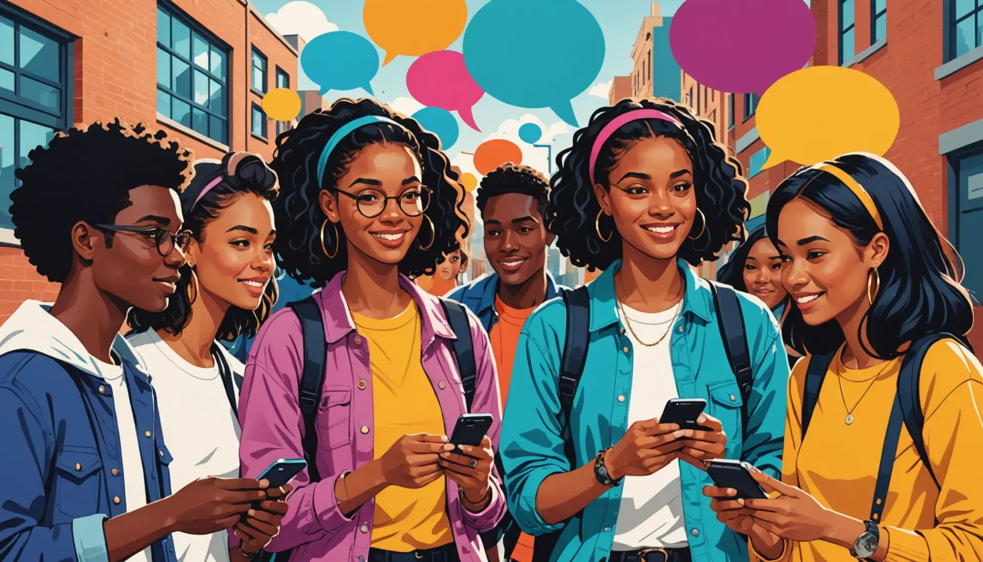 Colorful editorial illustration representing the concept of what is a size queen urban dictionary with slang culture elements