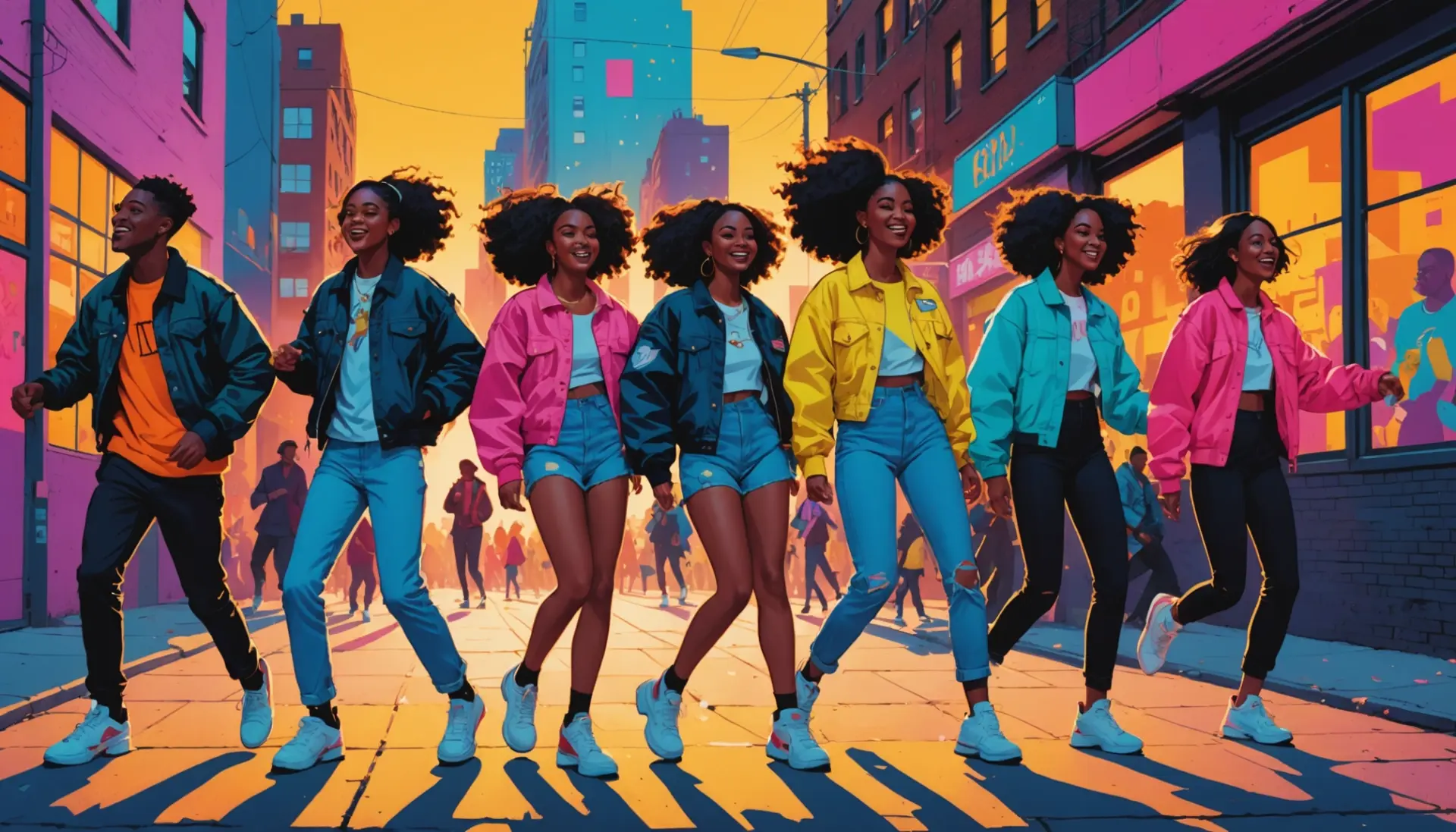 Editorial illustration of diverse people dancing and referencing buttocks slang
