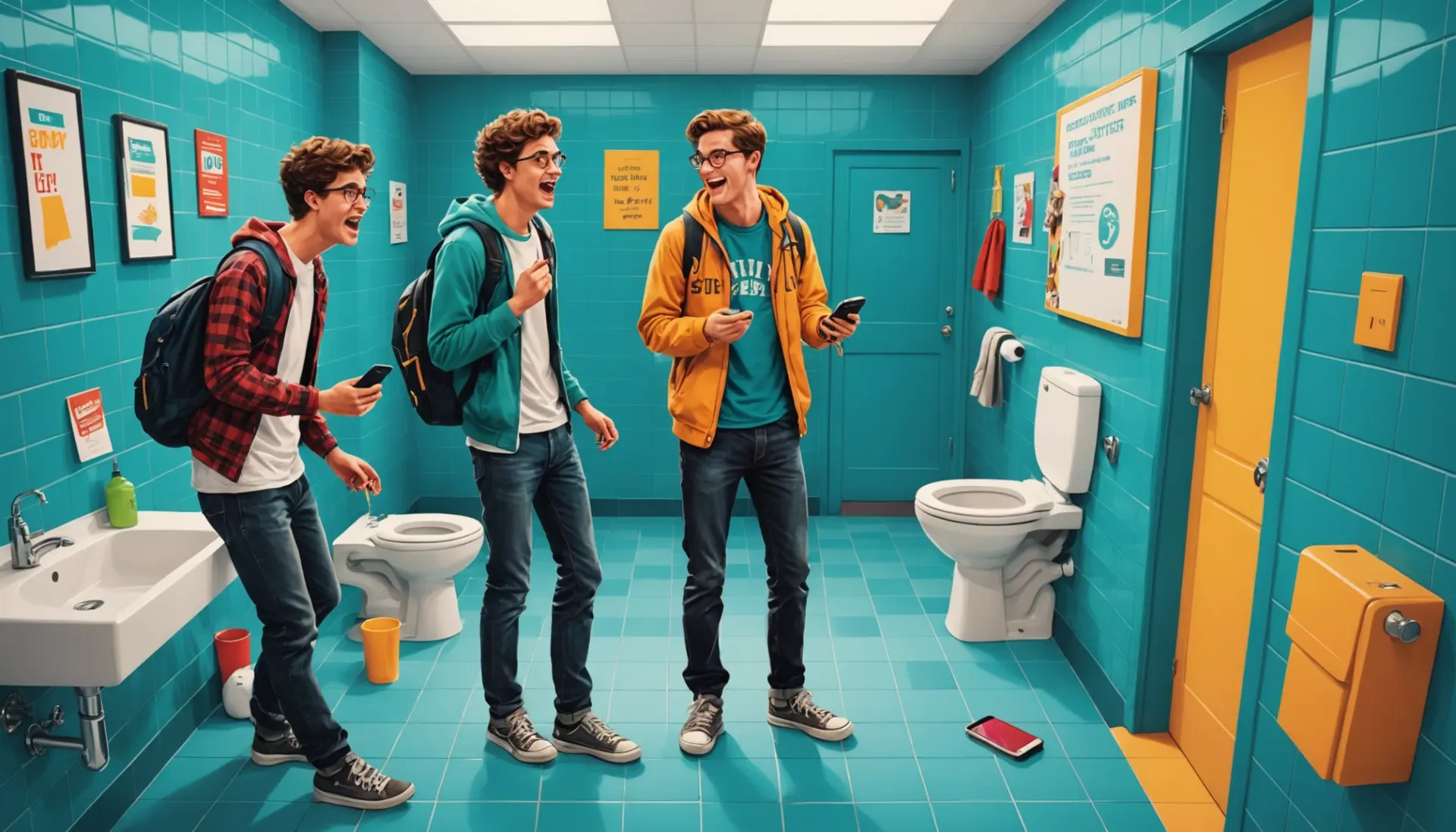 Editorial illustration of a cringe prank scene representing upper decker slang