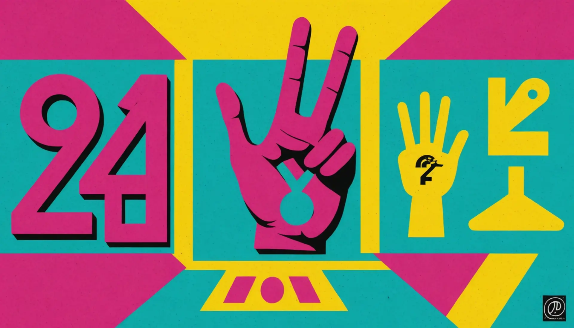 Editorial illustration showing the phrase deuce slang meaning with symbols for peace sign, tennis scoring, and toilet humor