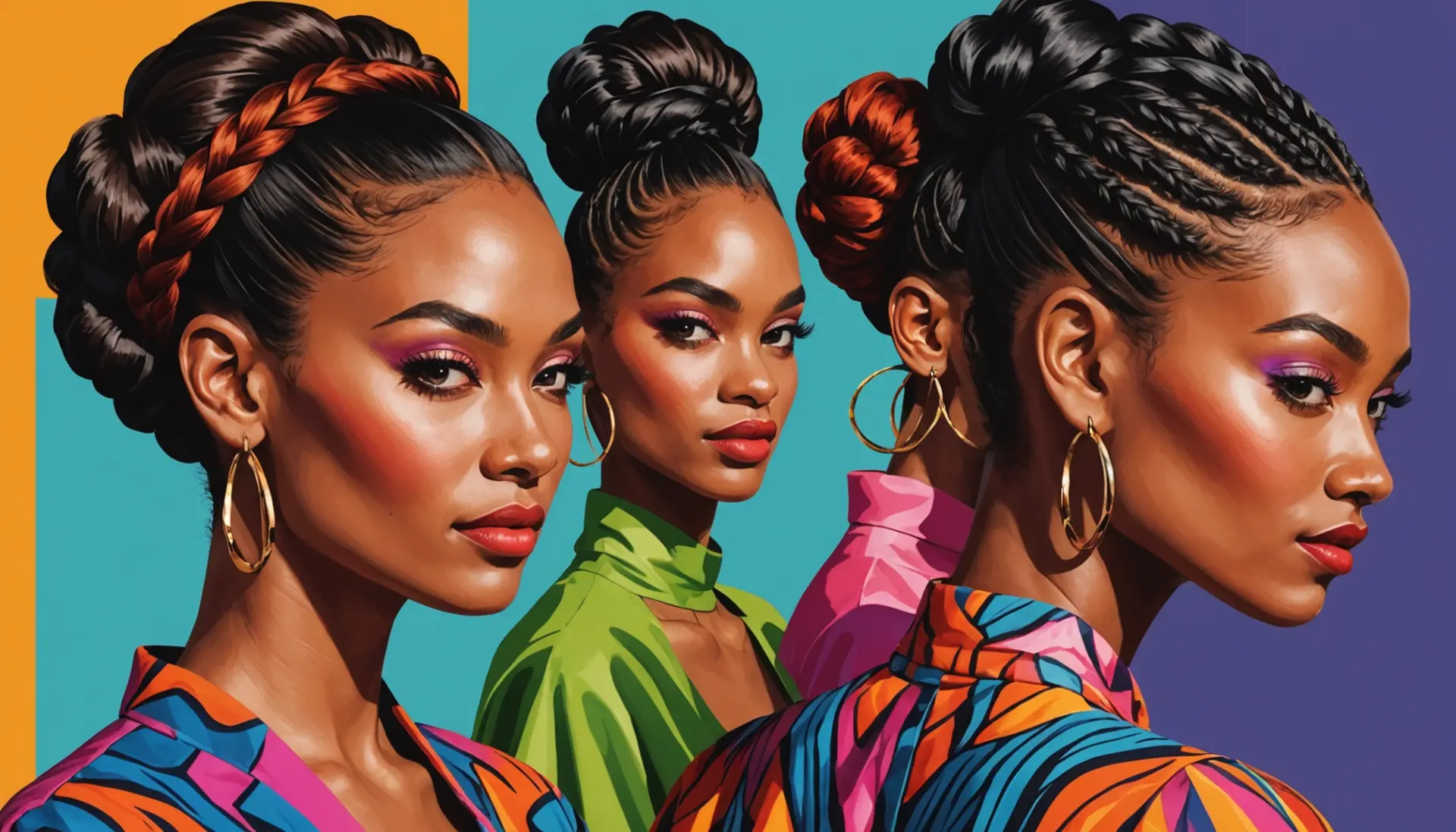 Editorial illustration of a woman with a low chignon hairstyle, what does chignon mean