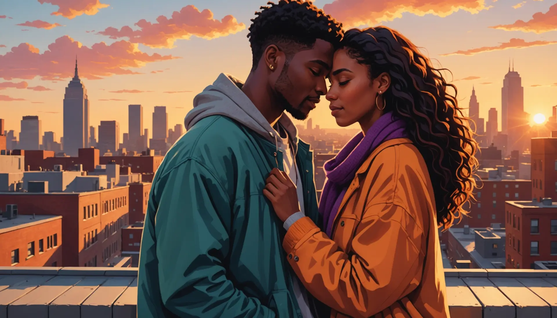 Editorial illustration of a couple sharing a tender moment, labeled tender meaning slang