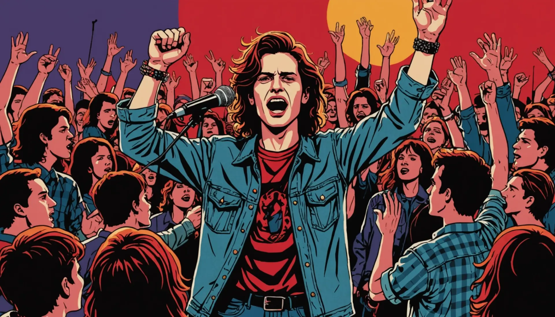 Editorial illustration of a concert crowd and vintage cassette titled with what does pearl jam mean vibe
