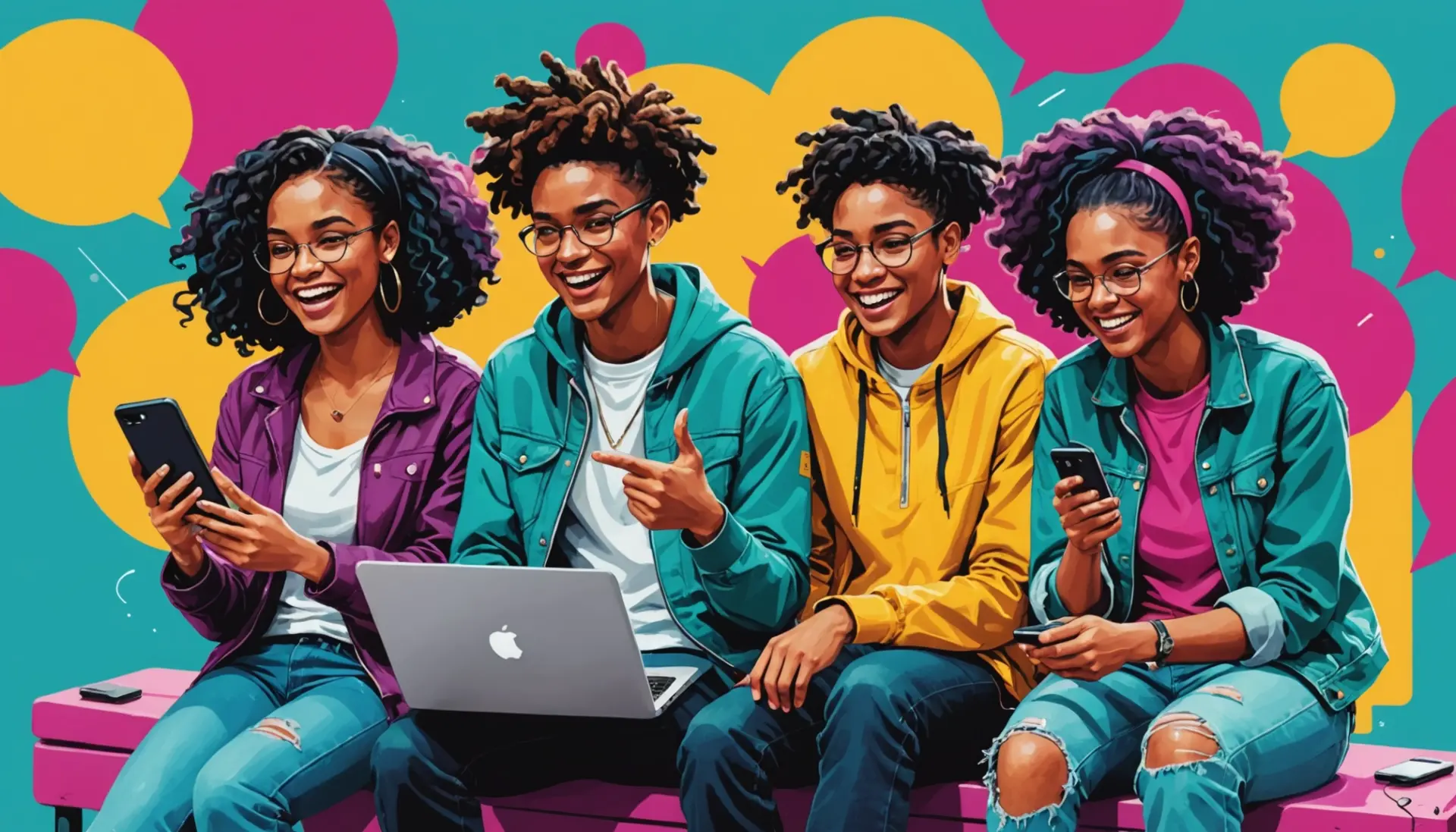 Editorial illustration showing people texting 'urban dictionary tia' on phones, focus on urban dictionary tia