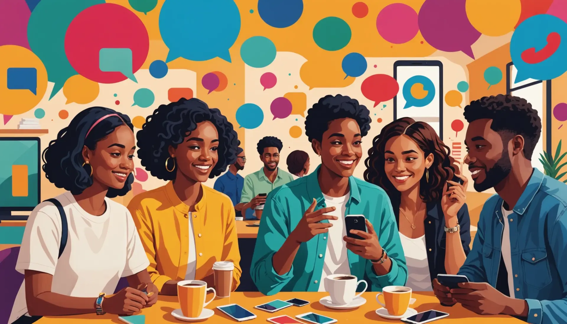 Editorial illustration showing young people texting 'atm' on phones, representing atm slang urban dictionary