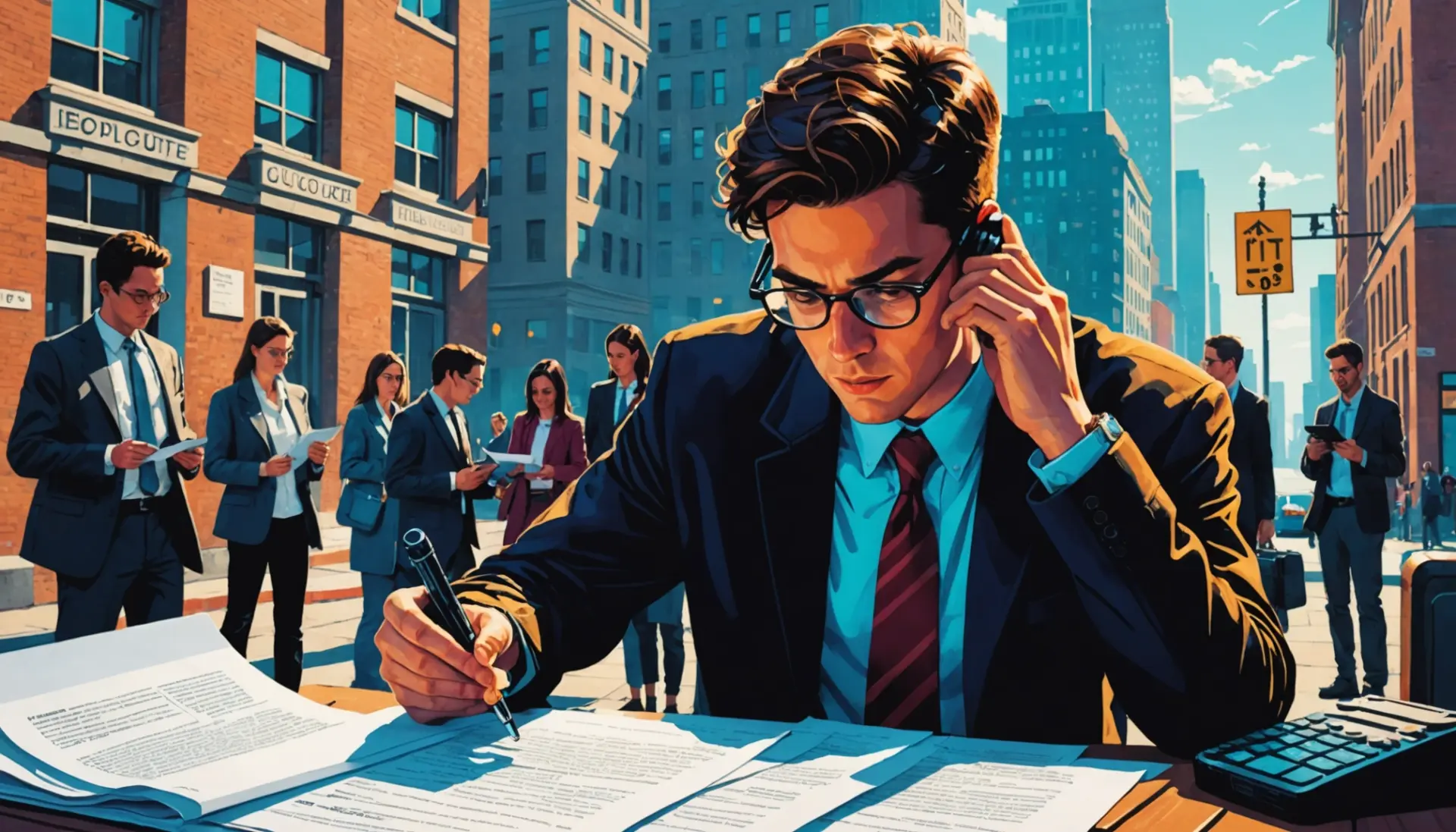 Illustration showing a person looking at a document with the phrase what is a free text felony visible on the page