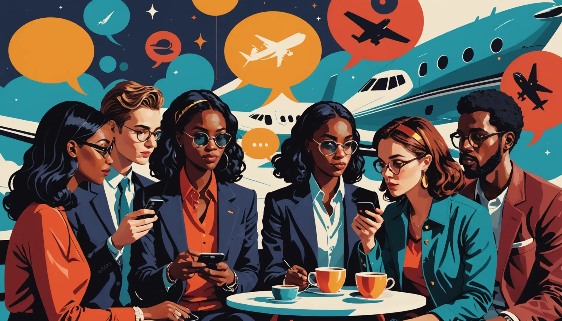 Editorial illustration of people texting the phrase what does lear mean in colorful speech bubbles