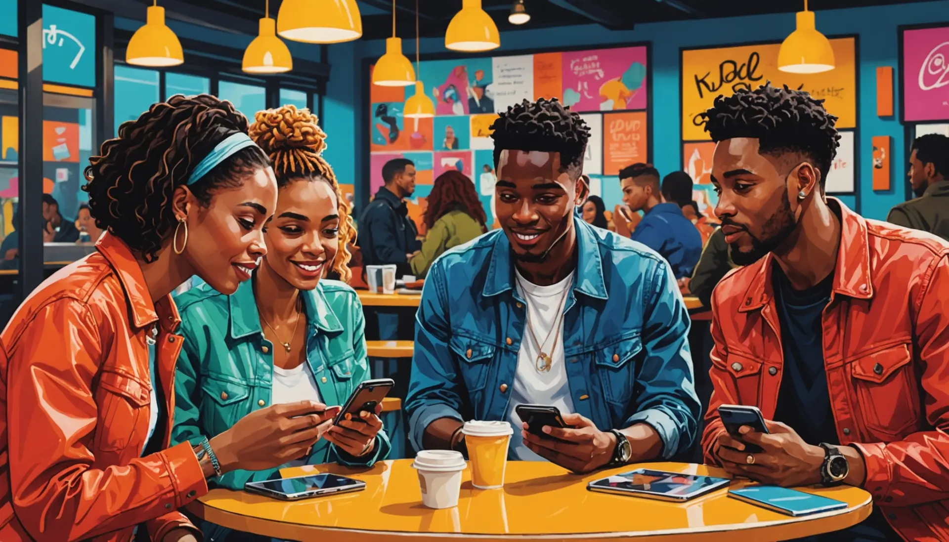 Editorial illustration showing people representing the concept of trade slang