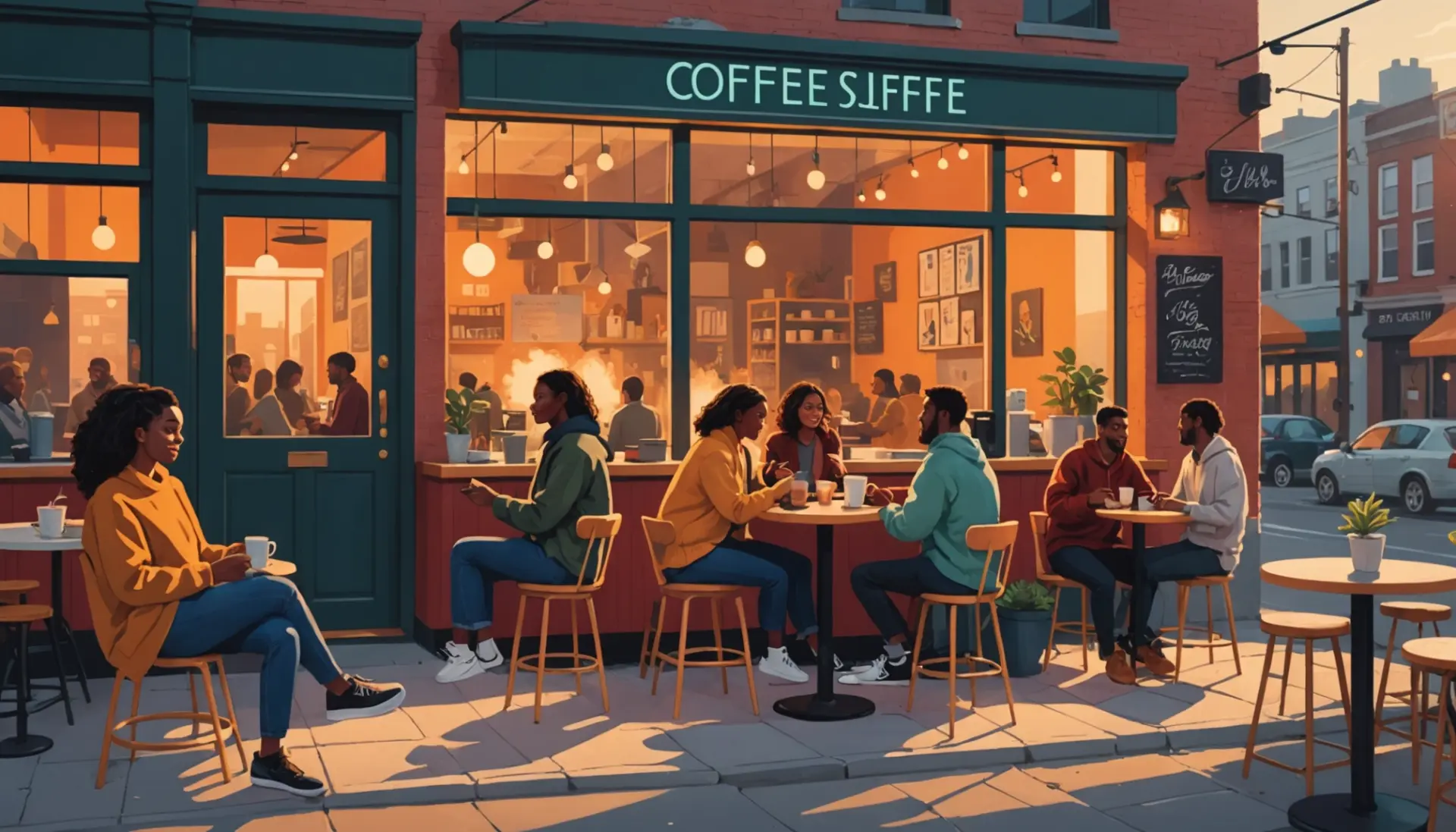 Illustration of people giving warm milk energy, showing cozy vibes, what does warm milk mean