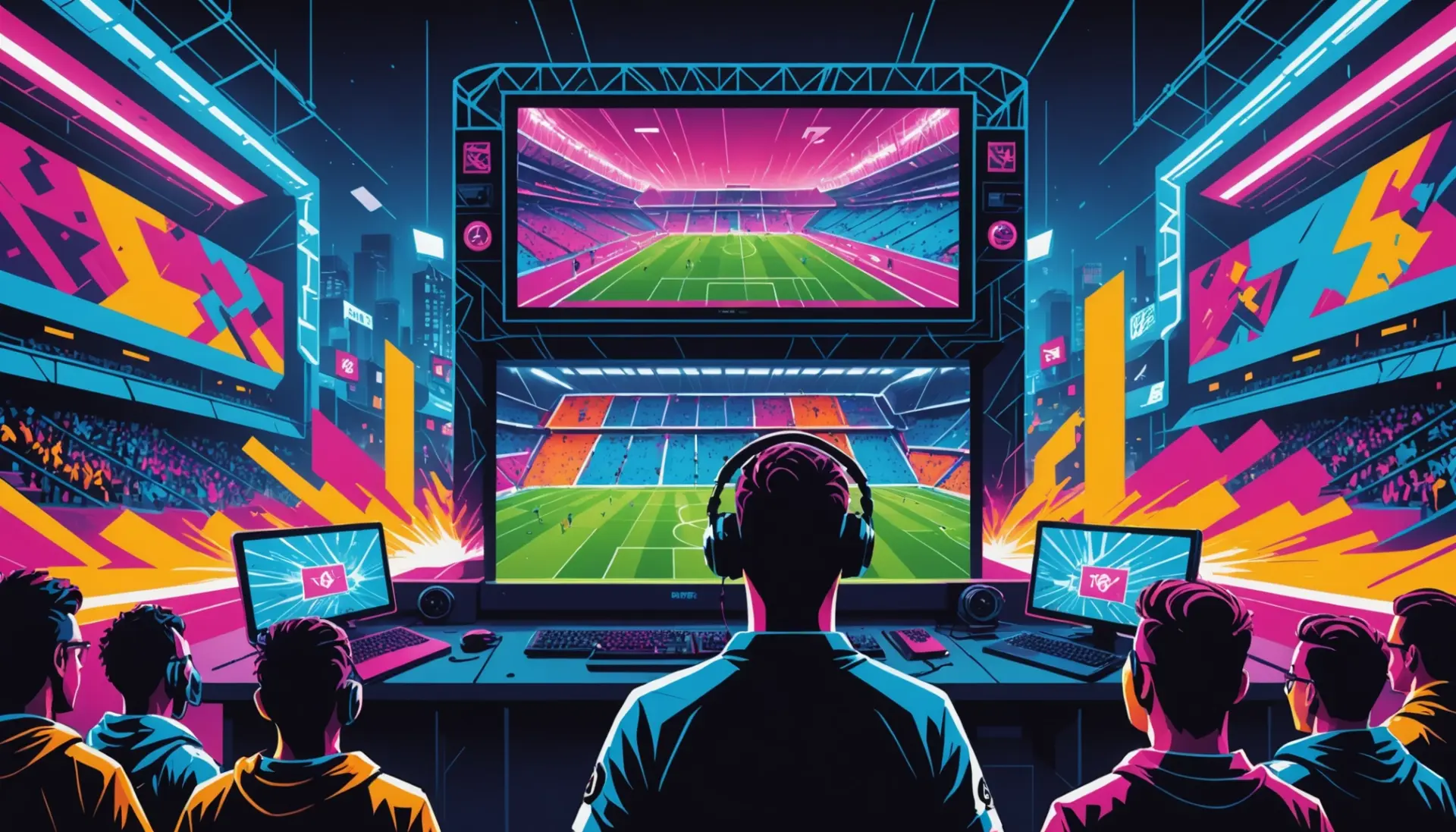 Editorial illustration showing players and gamers representing fifa meaning slang