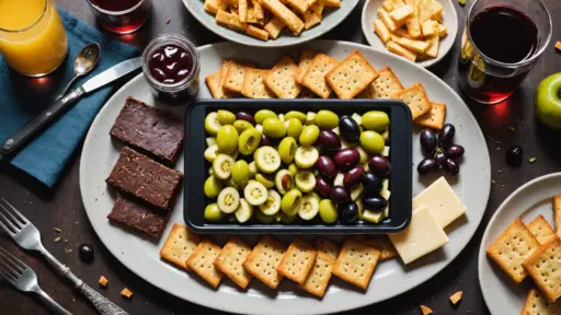 Editorial illustration showing a plate of mixed snacks labeled by the vibe: girl dinner urban dictionary