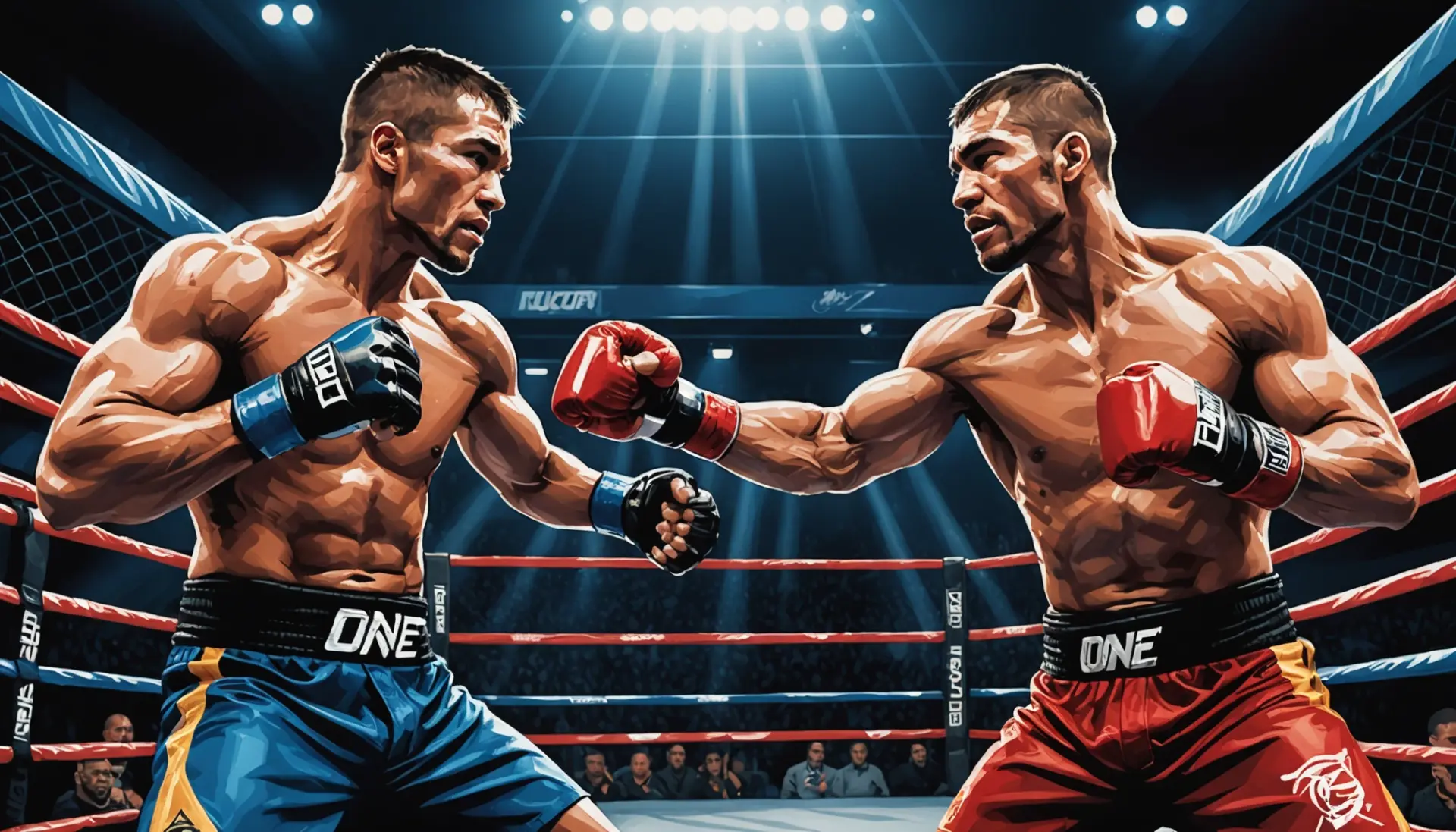 Editorial illustration showing two MMA fighters with one holding a temporary belt, representing what does interim champion mean in ufc