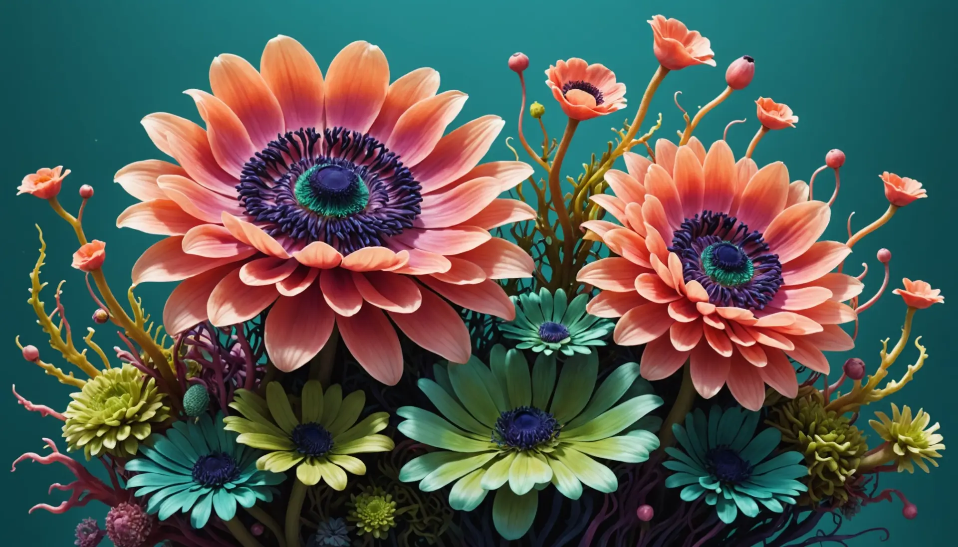 Illustration for what does anemone mean showing a sea anemone and flower