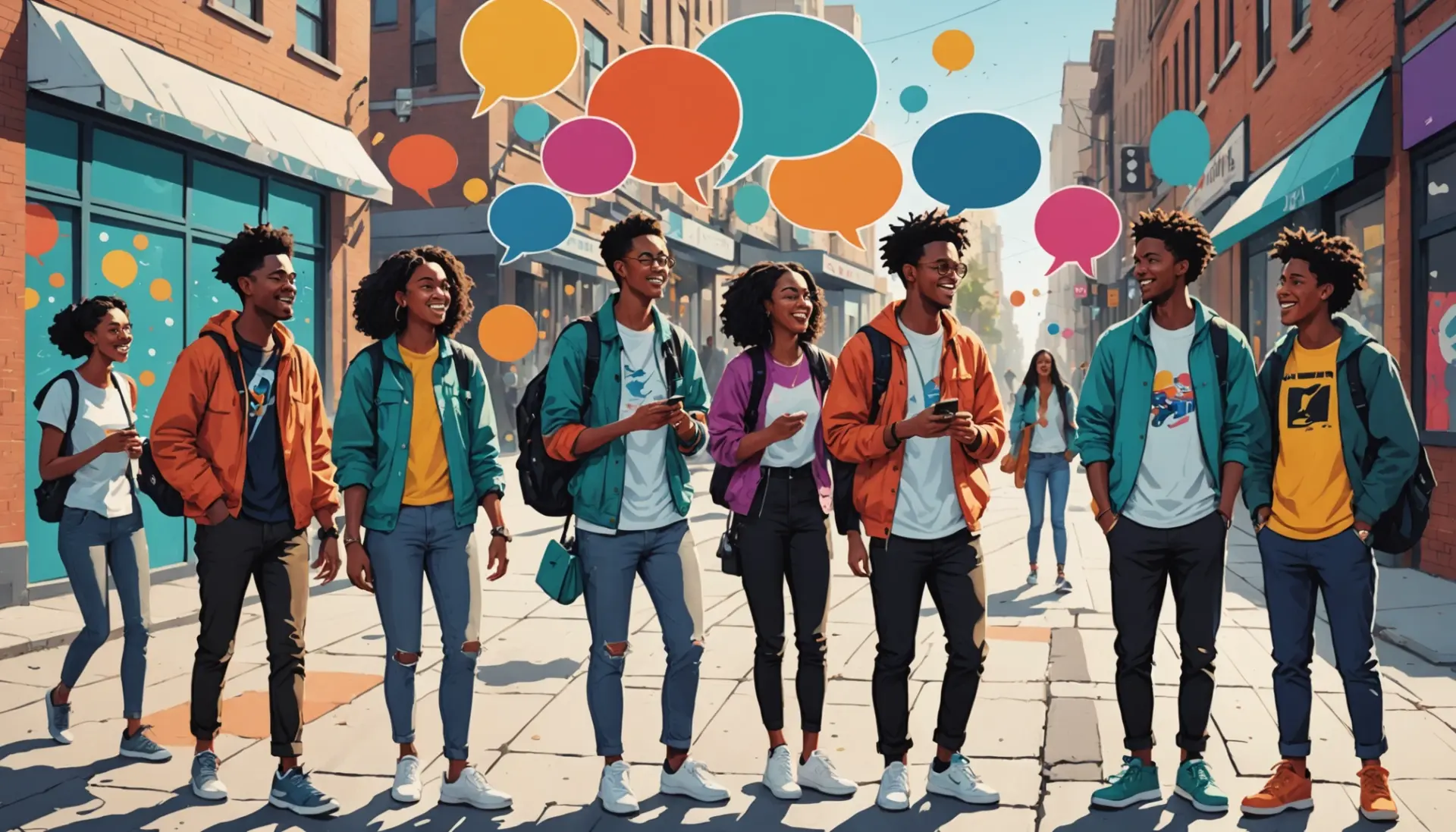 Editorial illustration showing young people discussing what is a bird in slang