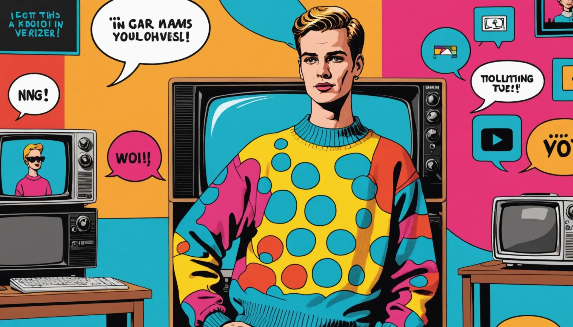 Editorial illustration of a colorful Cosby sweater, urban dictionary cosby sweater