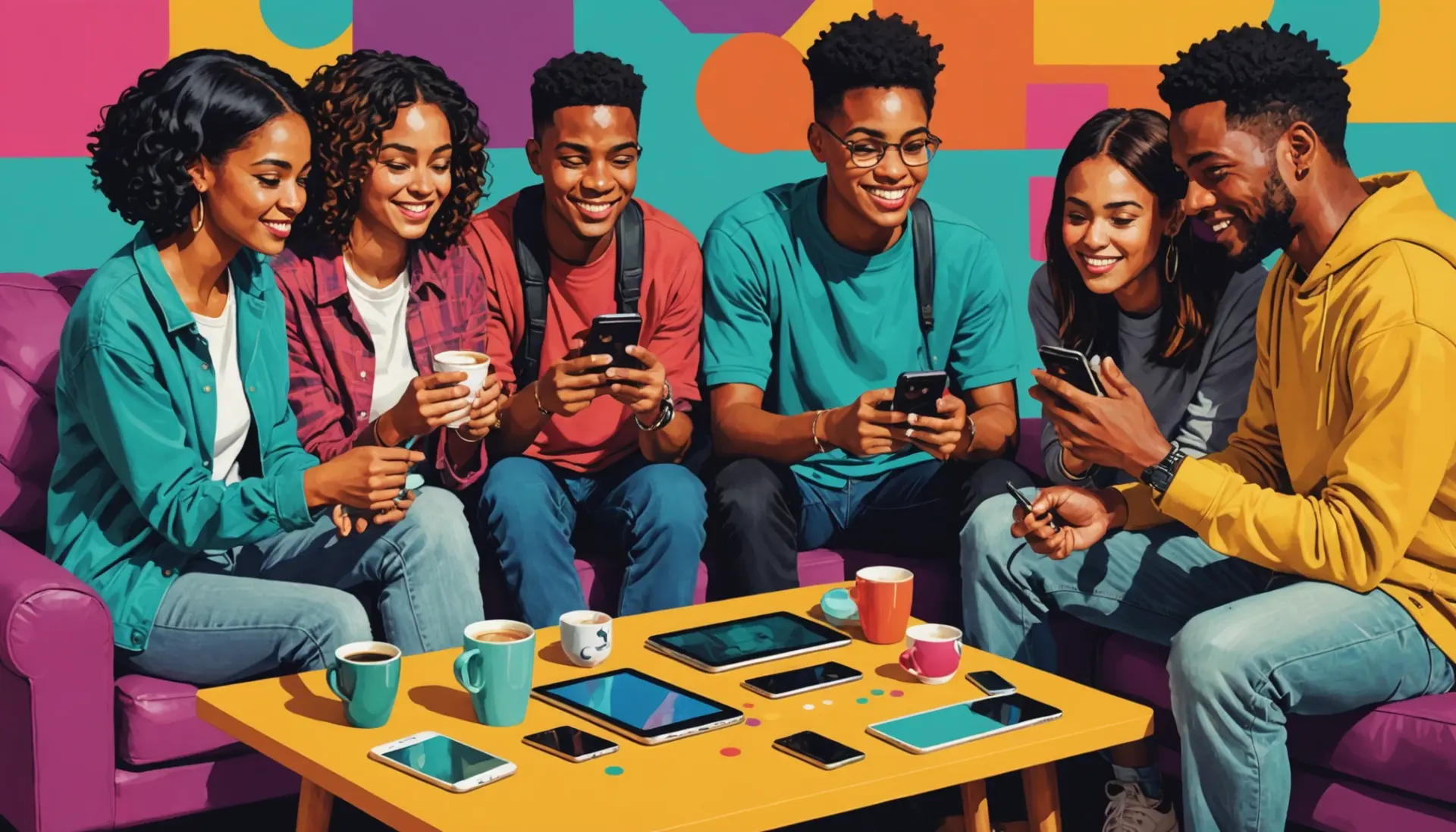 Illustration showing people texting and asking what is ps urban dictionary
