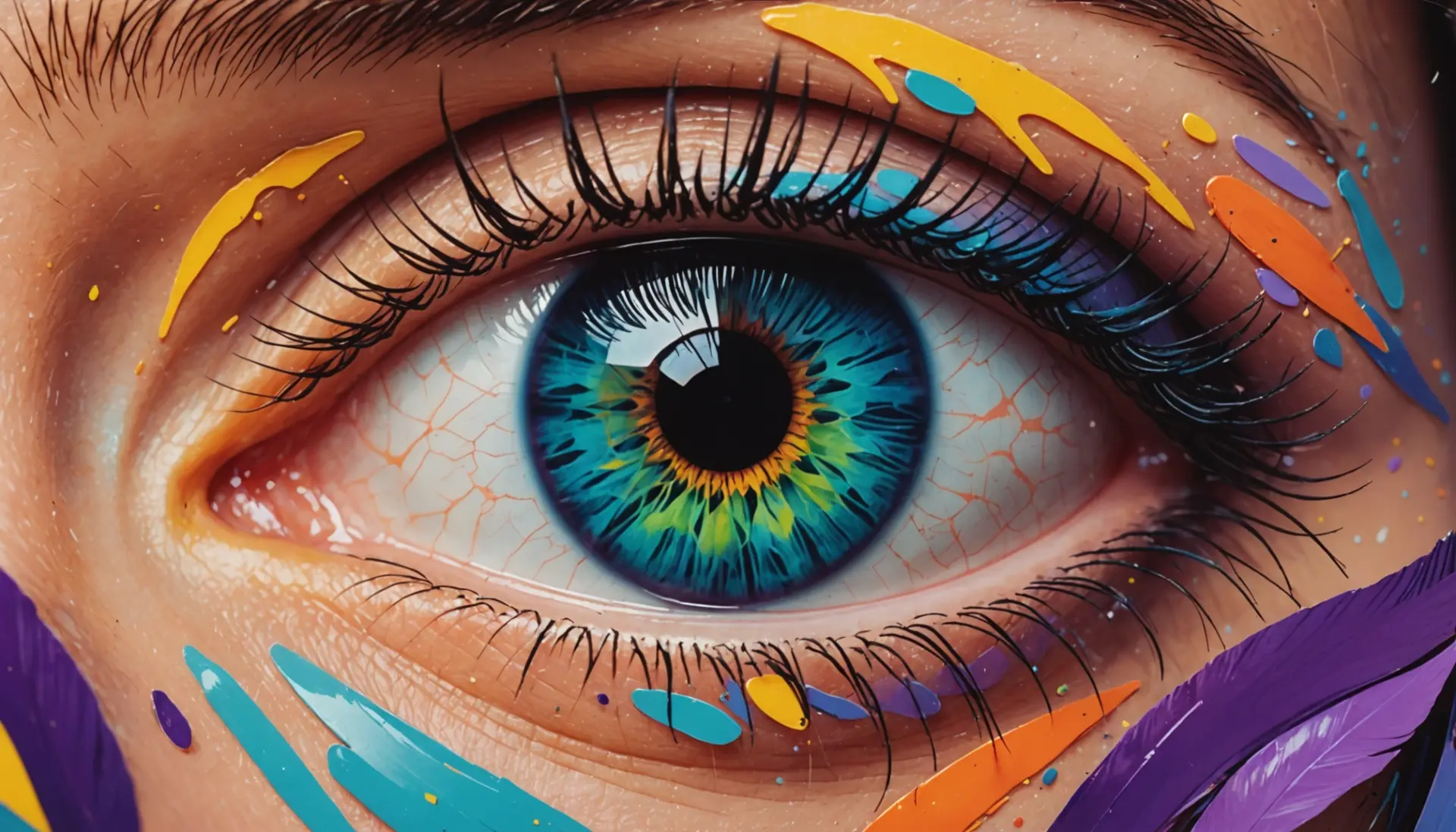 Editorial photograph-style illustration showing a stylized eye close-up, representing iris meaning slang