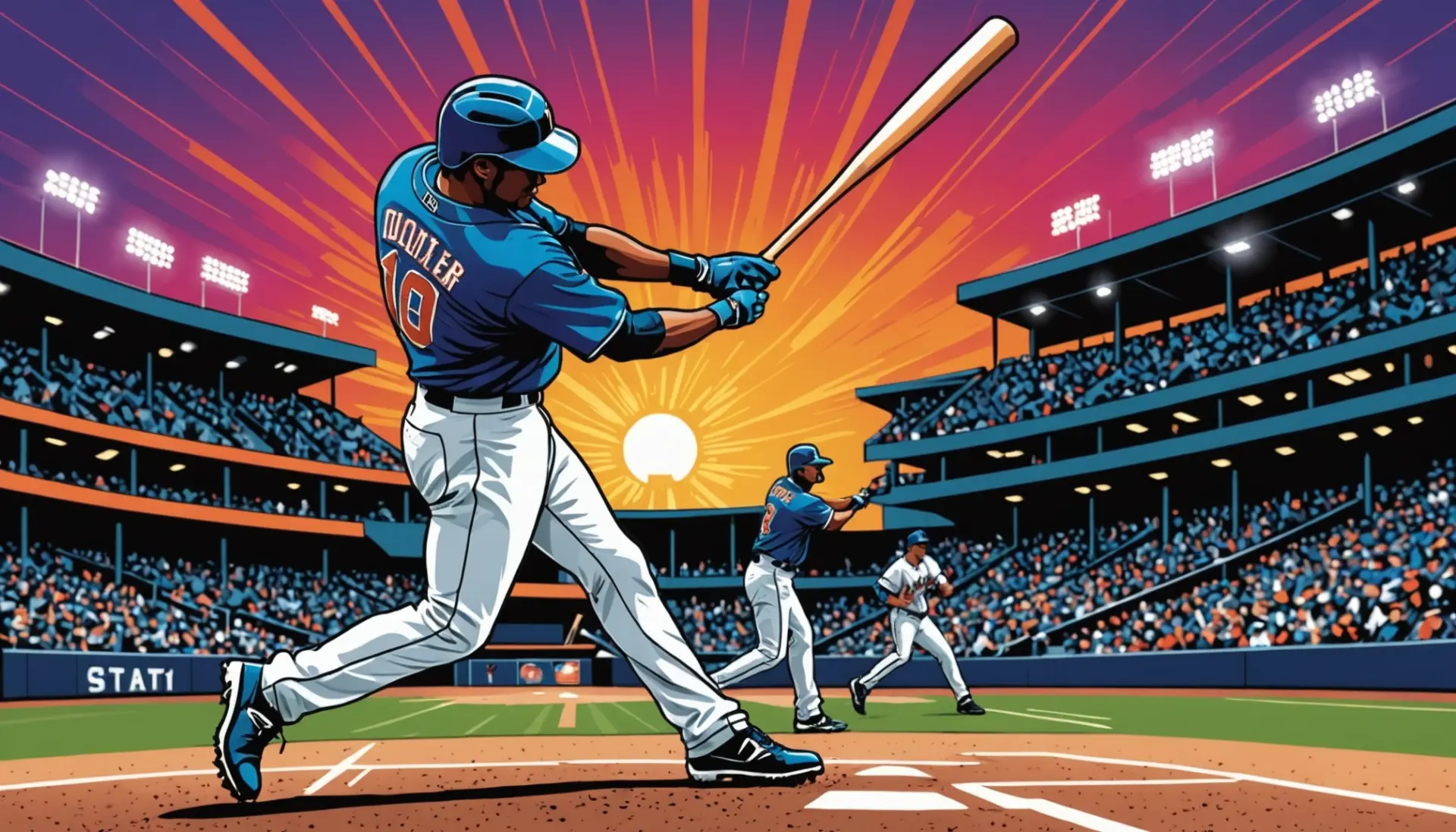 Illustration showing a baseball batter completing a hit for the cycle, what does hit for the cycle mean in baseball