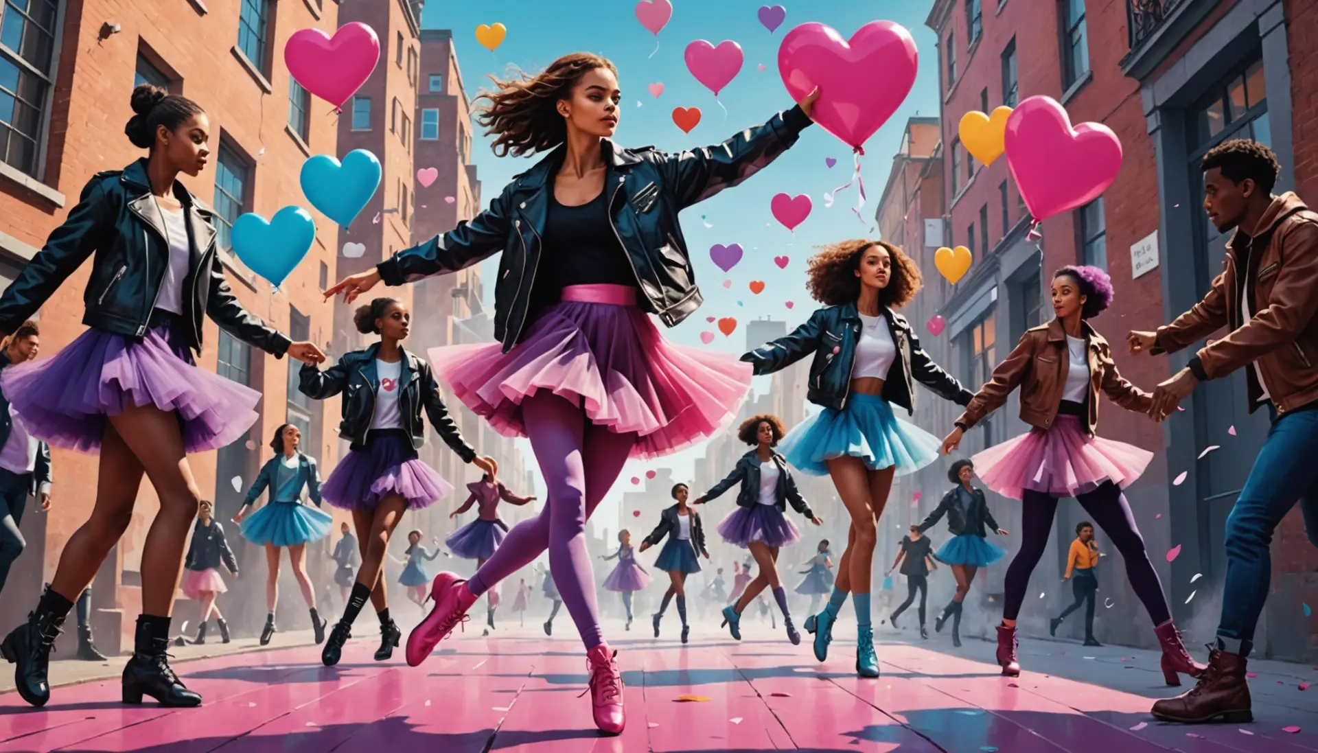 Editorial illustration showing dancers and street style figures, captioned with plie meaning slang vibe