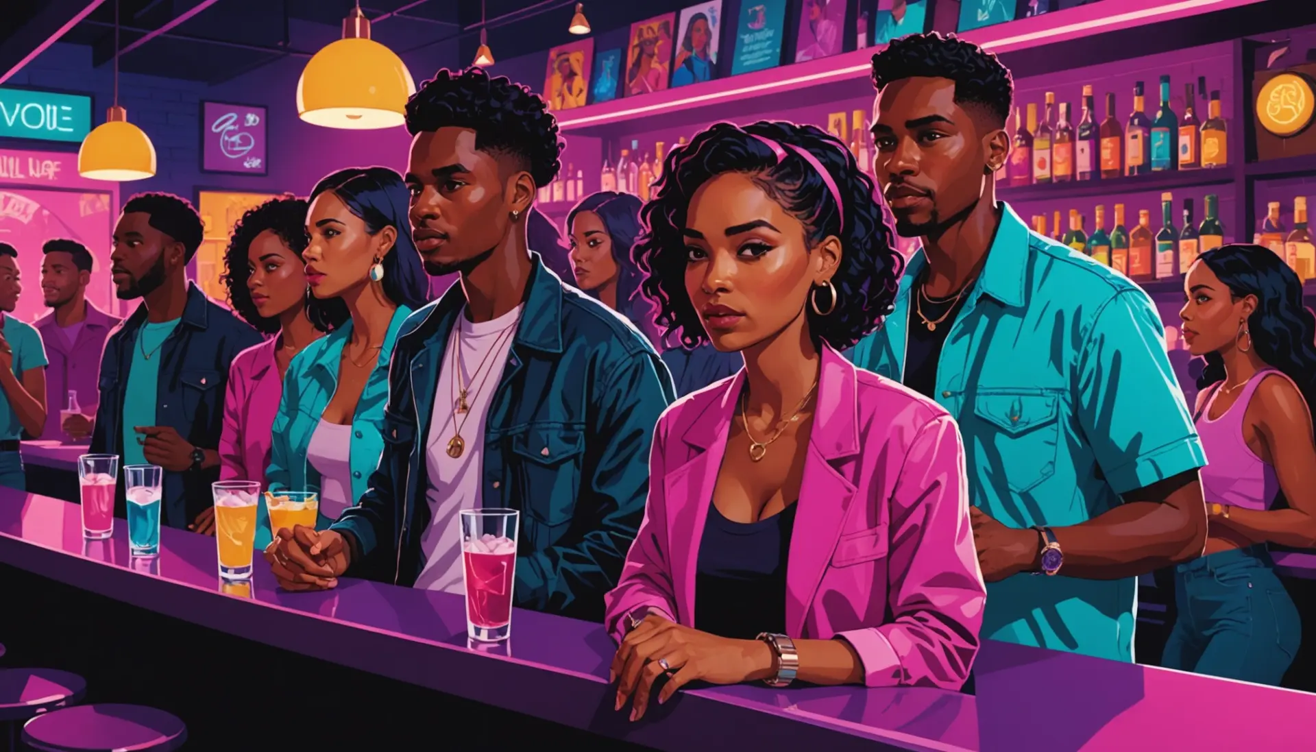 Editorial illustration showing young people in a club scene with the phrase what is a roofie slang implied through context